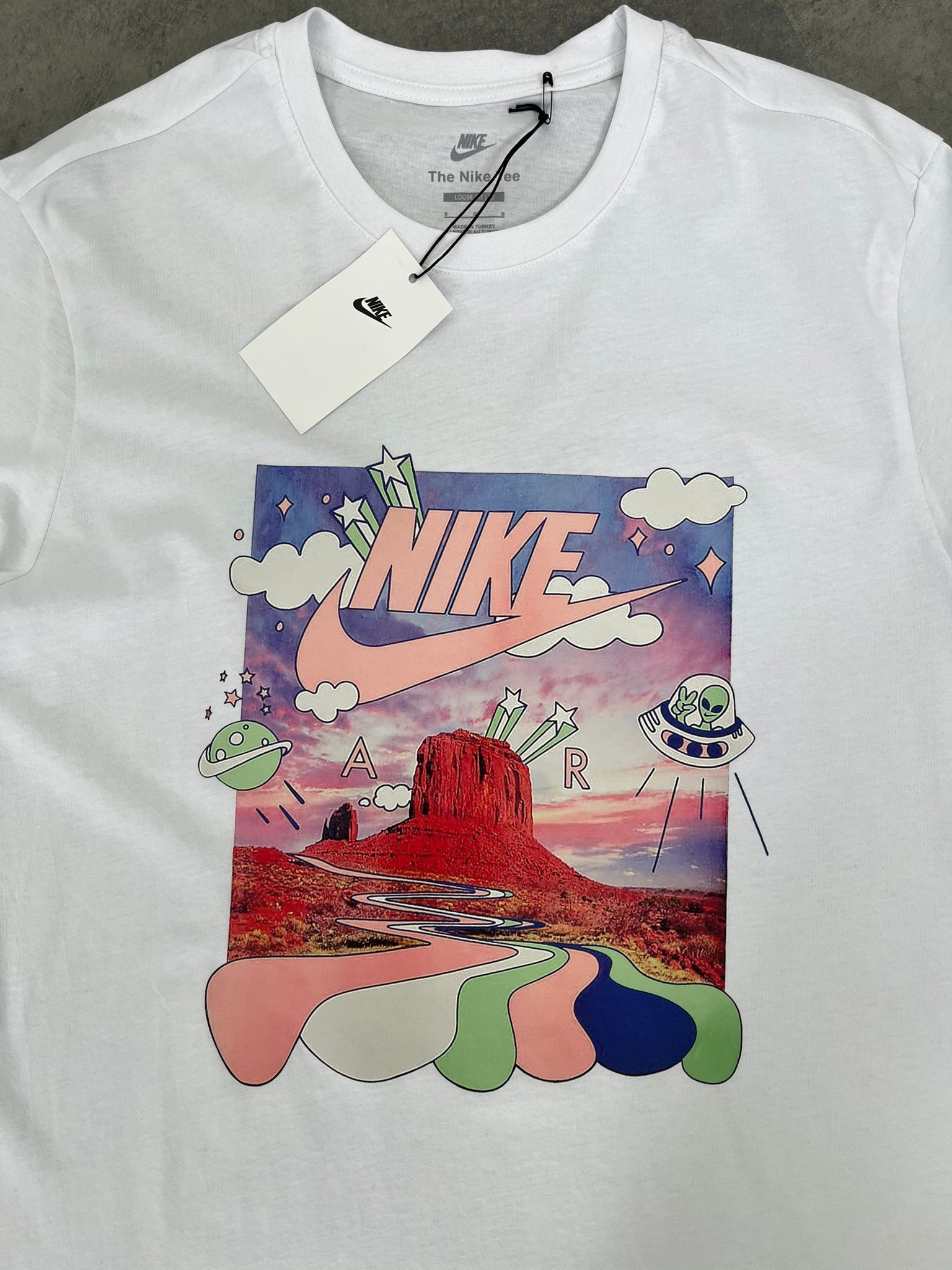 Yeni Sezon Back To Print Mid Icon Logo Air Alian White T-shirt