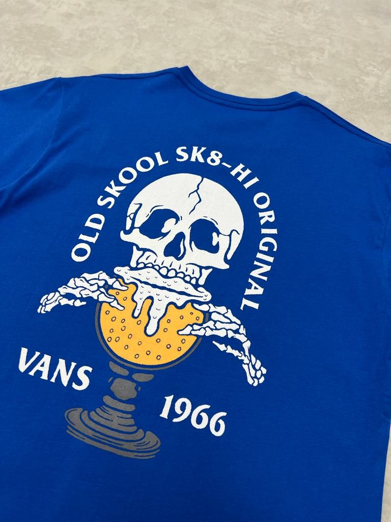 Beer And Skull Blue T-shirt On The Back