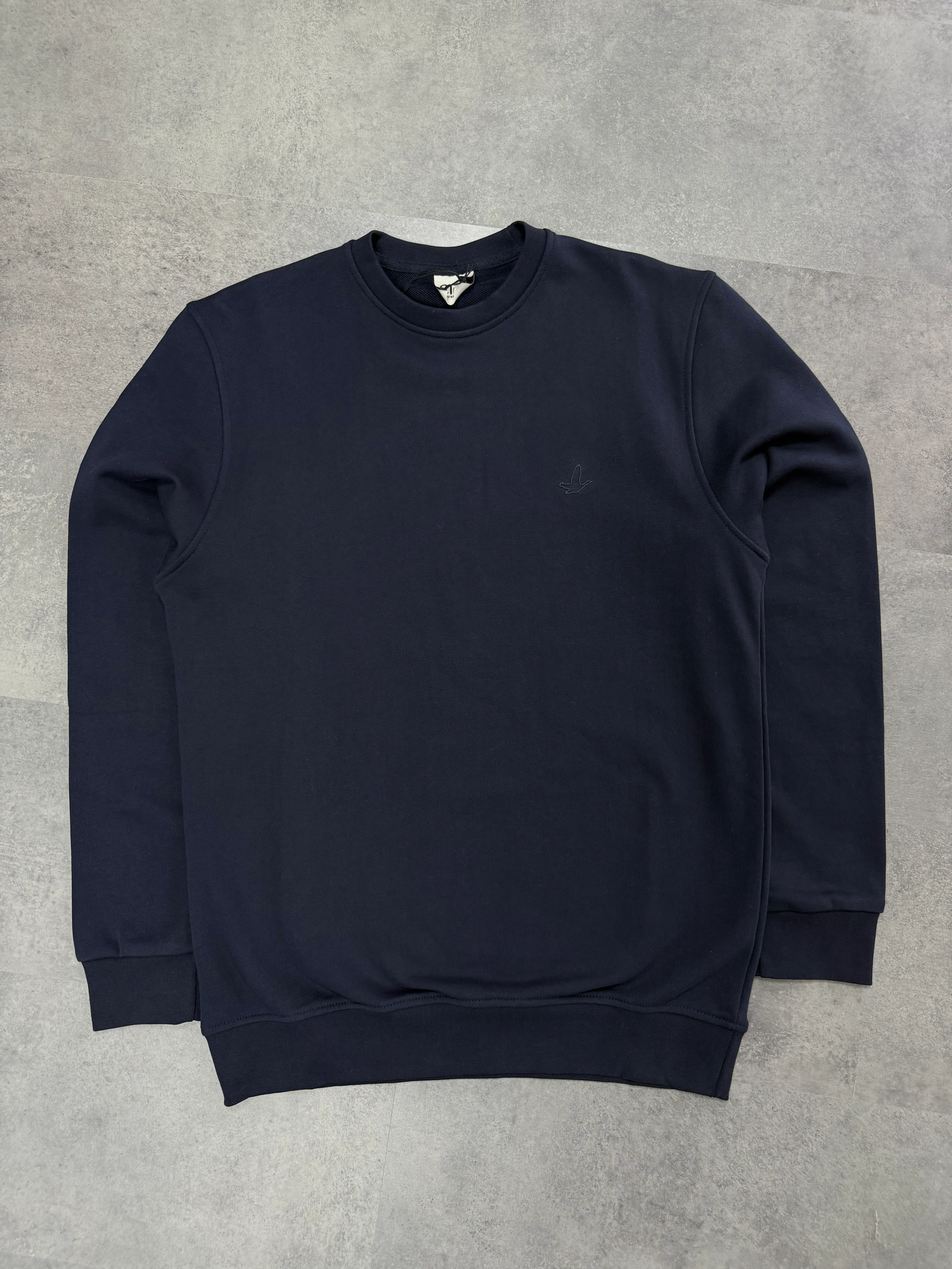 Yeni Sezon Üç İplik Diogonel Ton To Tone Logo Sweatshirt - LACİVERT