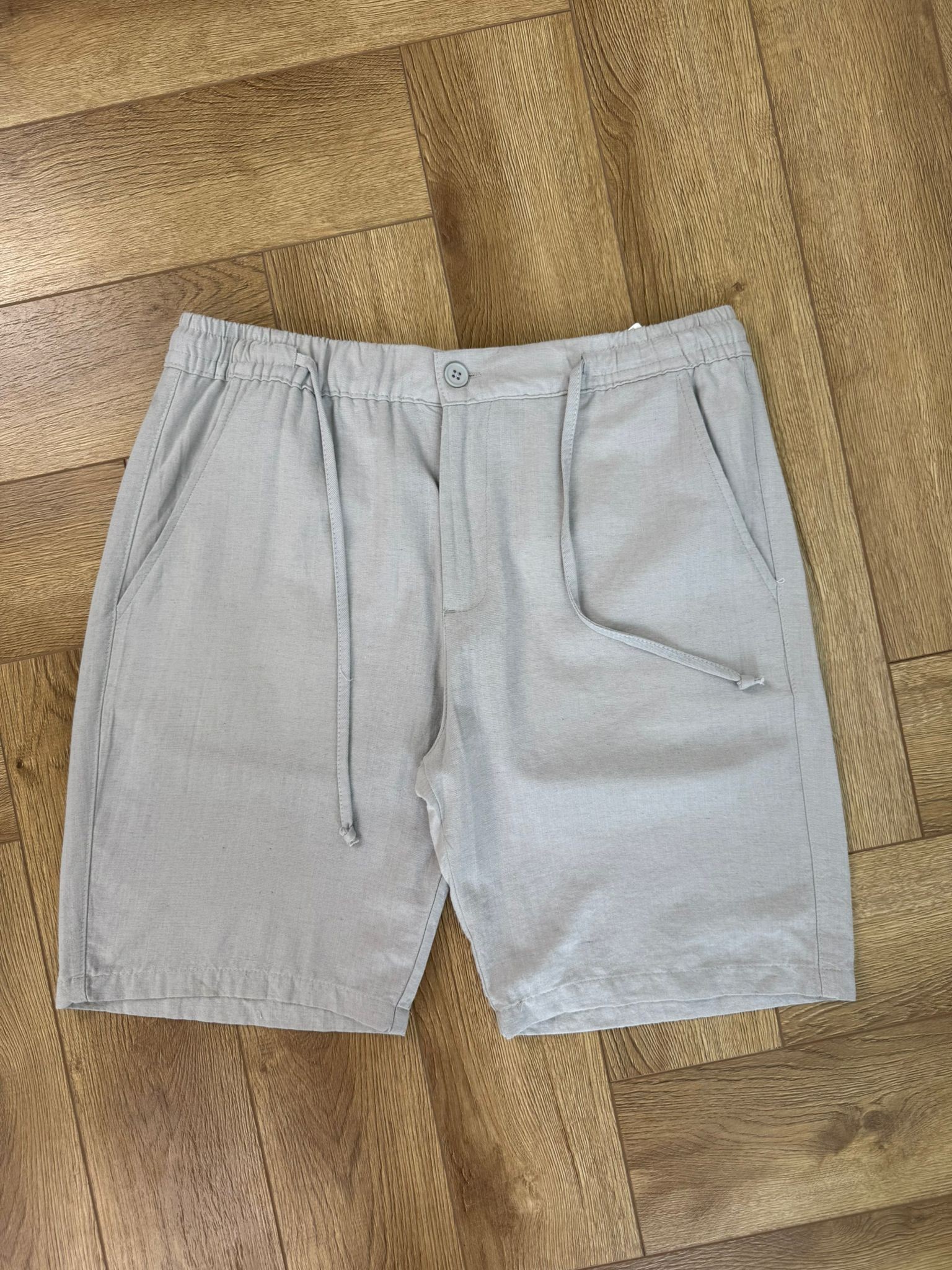 Yeni Sezon Casual Basic  Keten Şort - AÇIK GRİ