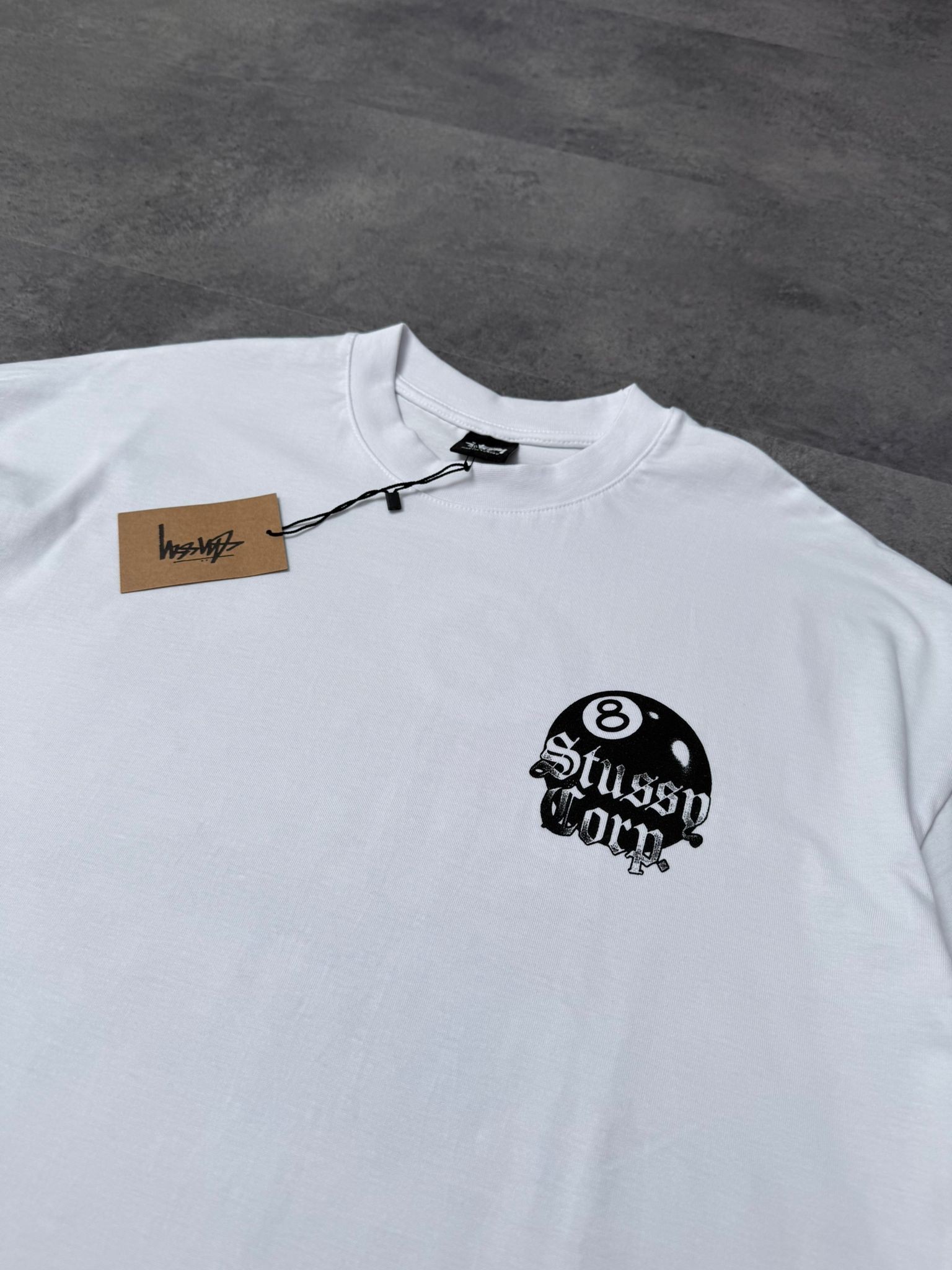 Yeni Sezon Stussy Corp 8 White Relax Fit T-shirt