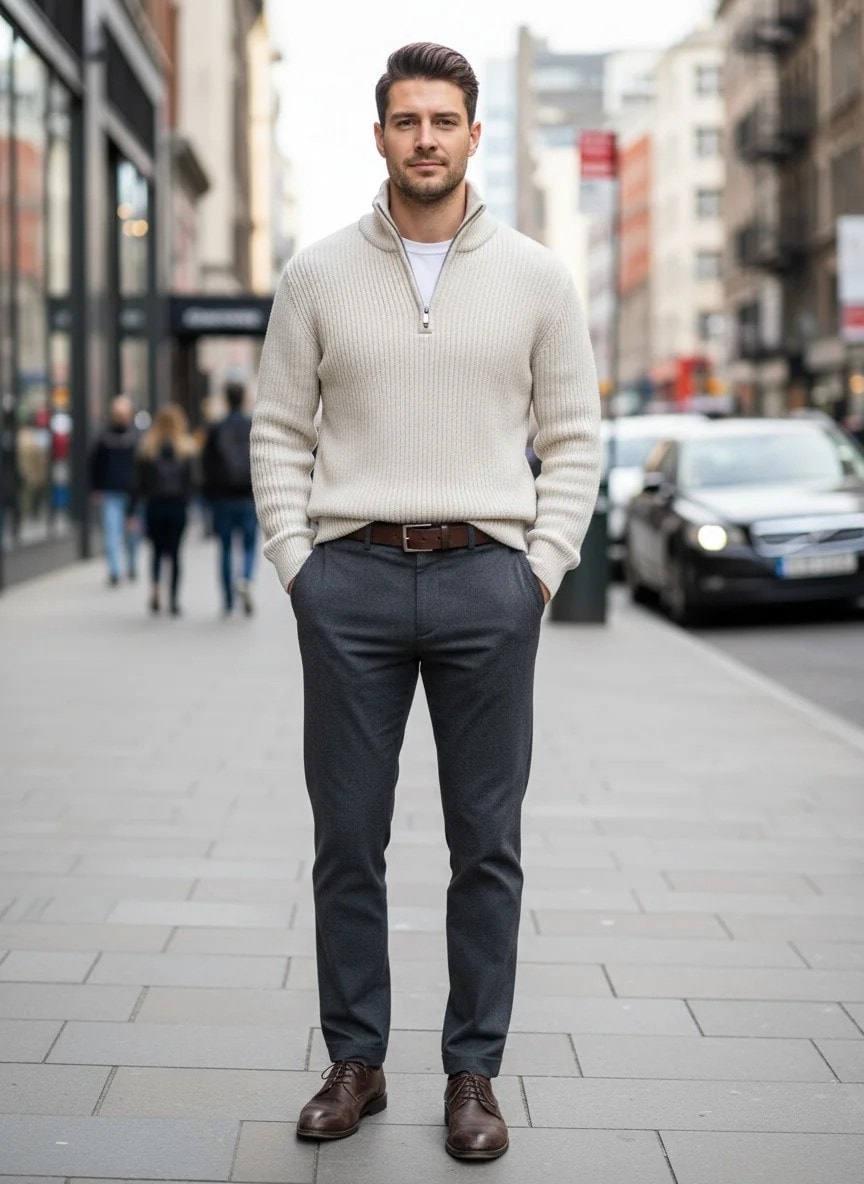 Yeni Sezon Yarım Fermuarlı Özel Örgü Yün Kazak