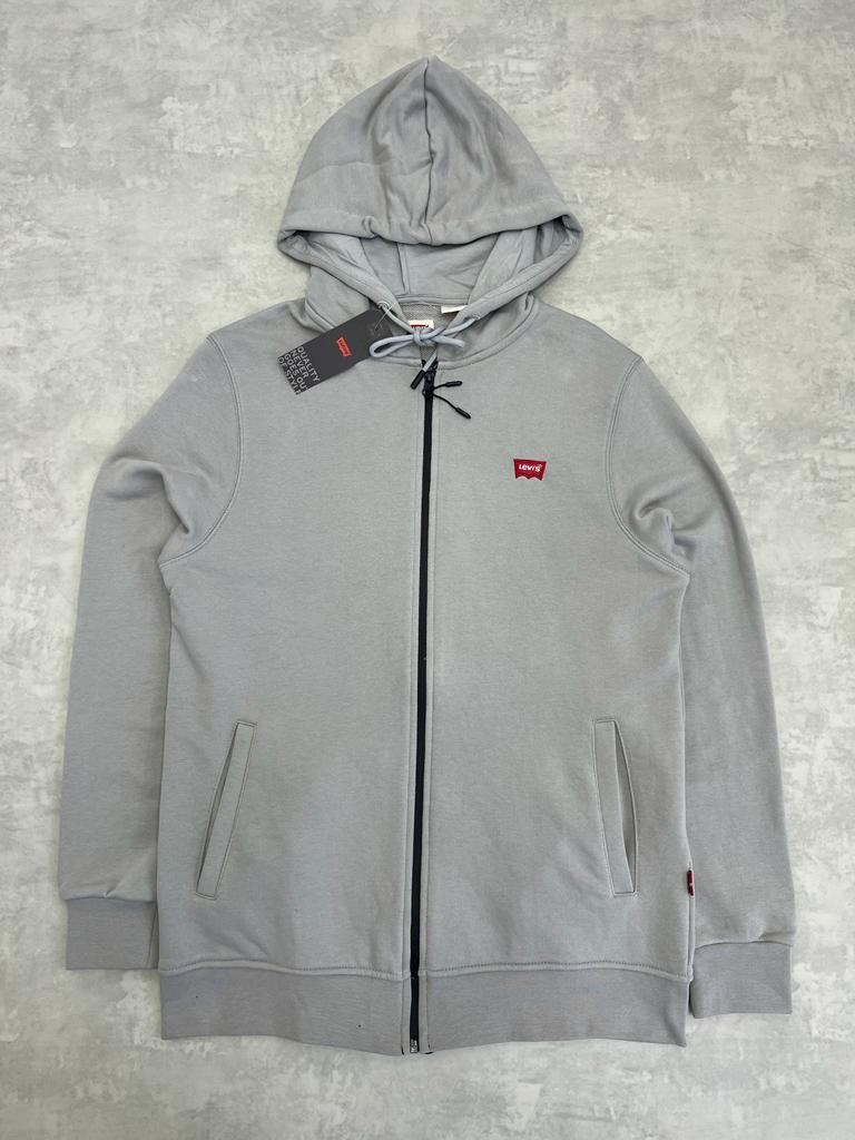 Tam Fermuarlı Patch Mini Logo Light Gray Ceket