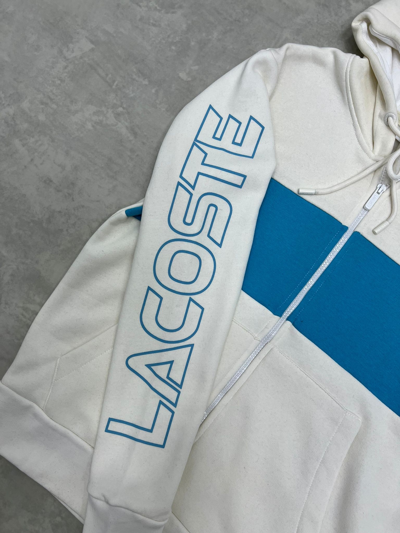 Limited Edition Kol Detaylı Tam Fermuarlı Özel Seri Cream/Blue Ceket