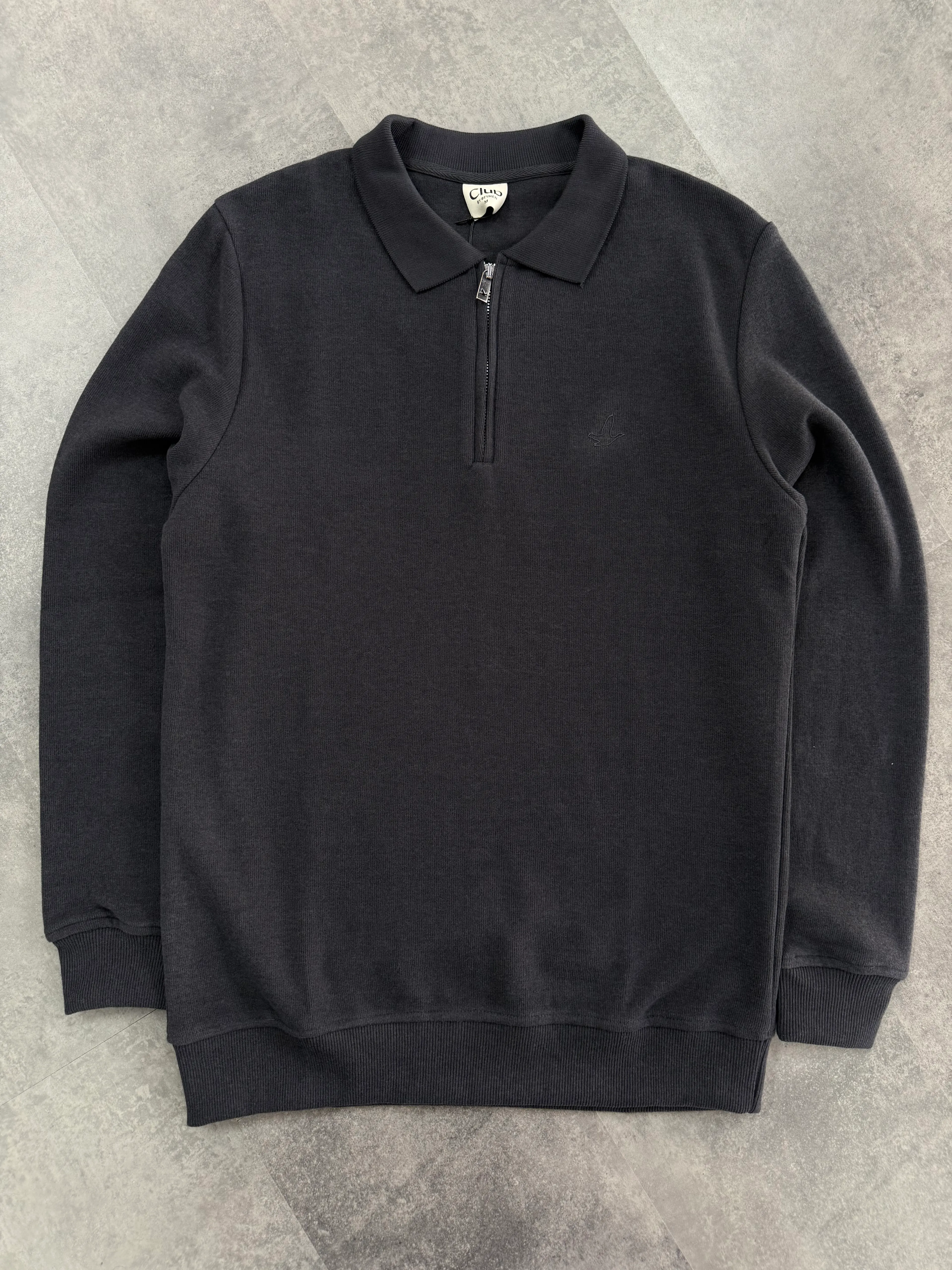 Yeni Sezon Premium Triko Yarım Fermuarlı Sweatshirt - ANTRASİT