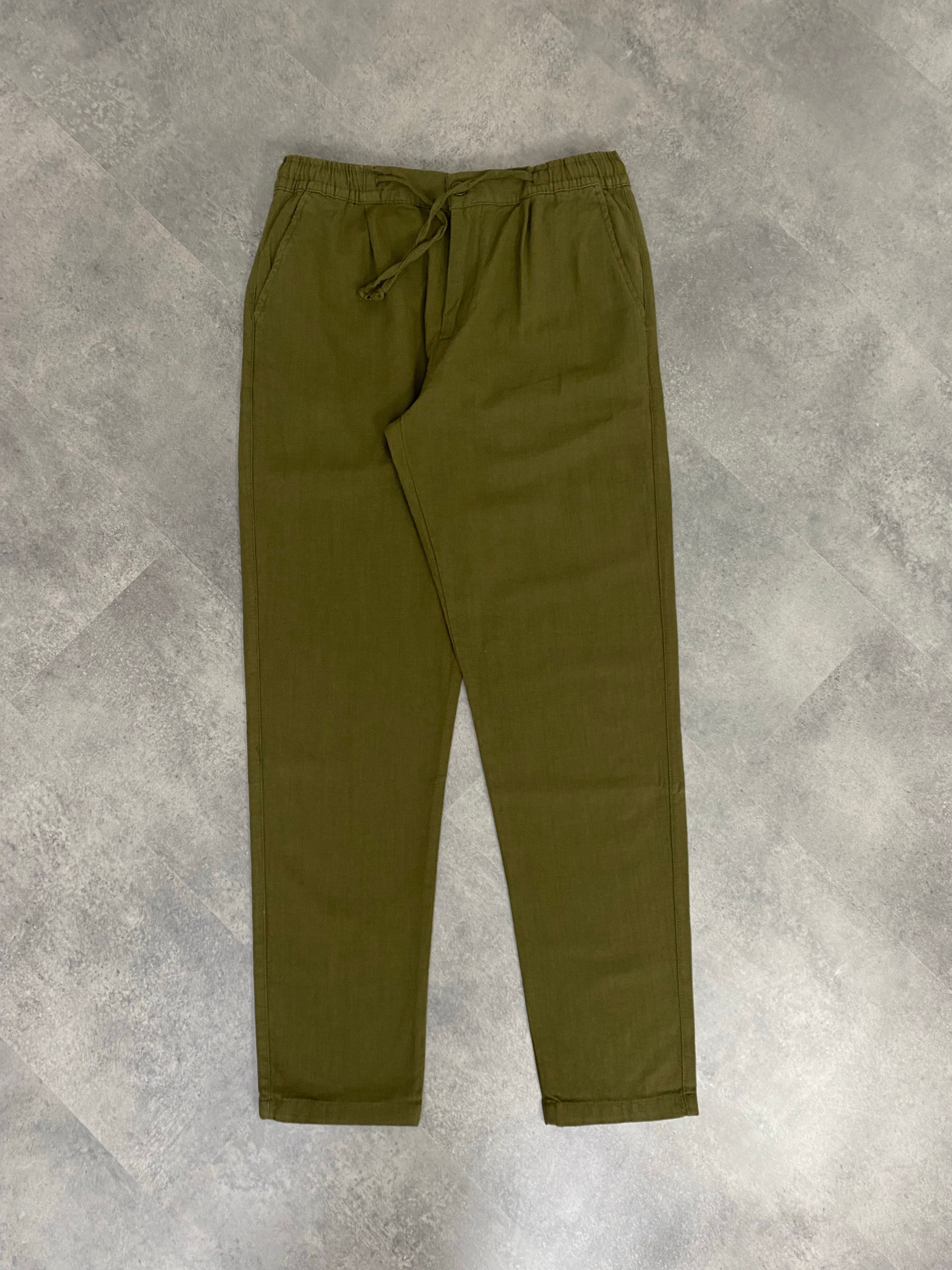 Yeni Sezon Tone To Tone Keten Pantolon - HAKİ