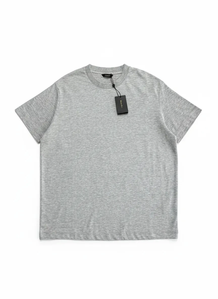 Yeni Sezon Organik Pamuk Kalın Kumaş Relax Fit T-shirt - AÇIK GRİ