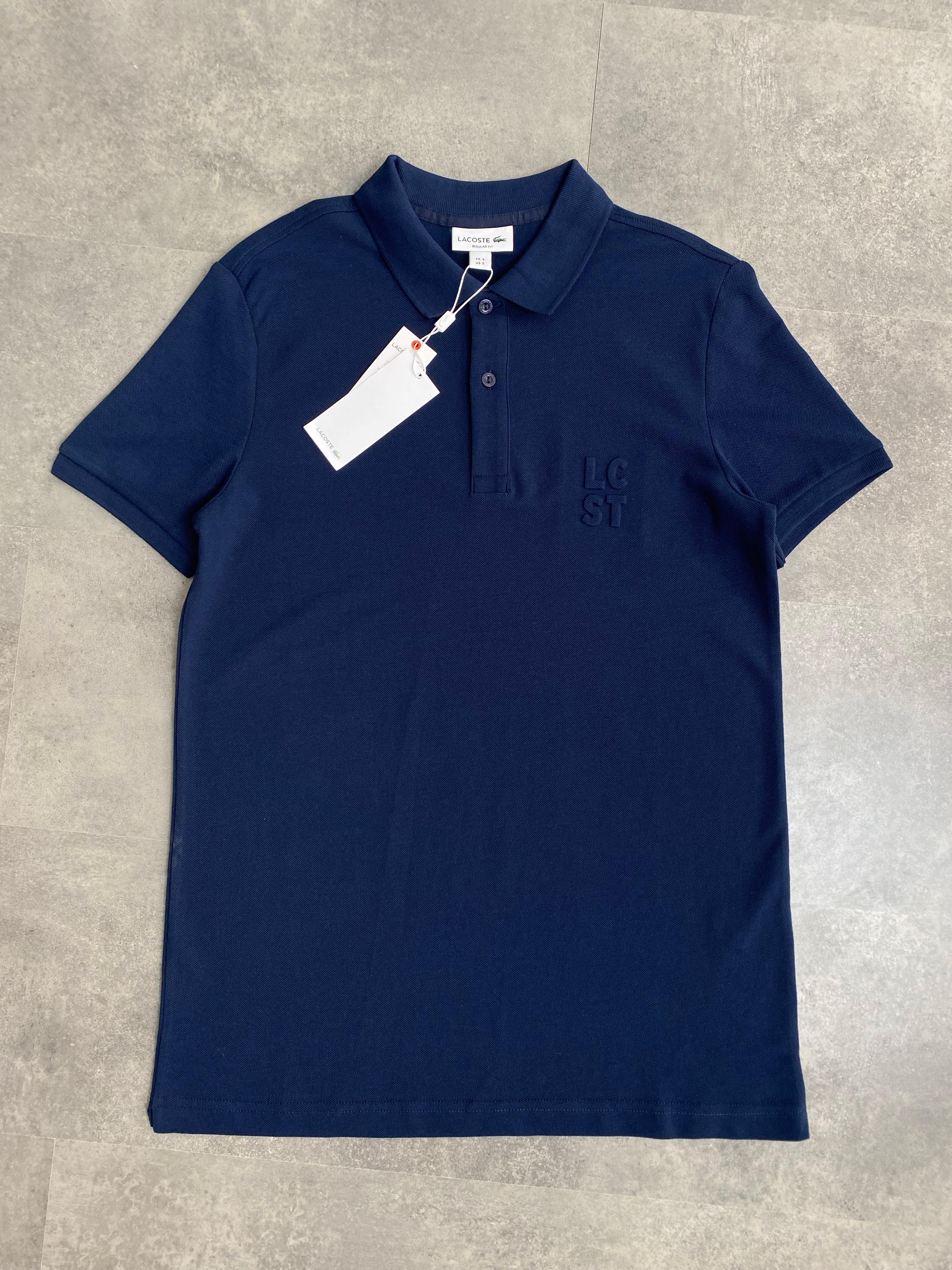 Yeni Sezon Embossed Logo Pamuk Pike Polo Yaka T-shirt - LACİVERT