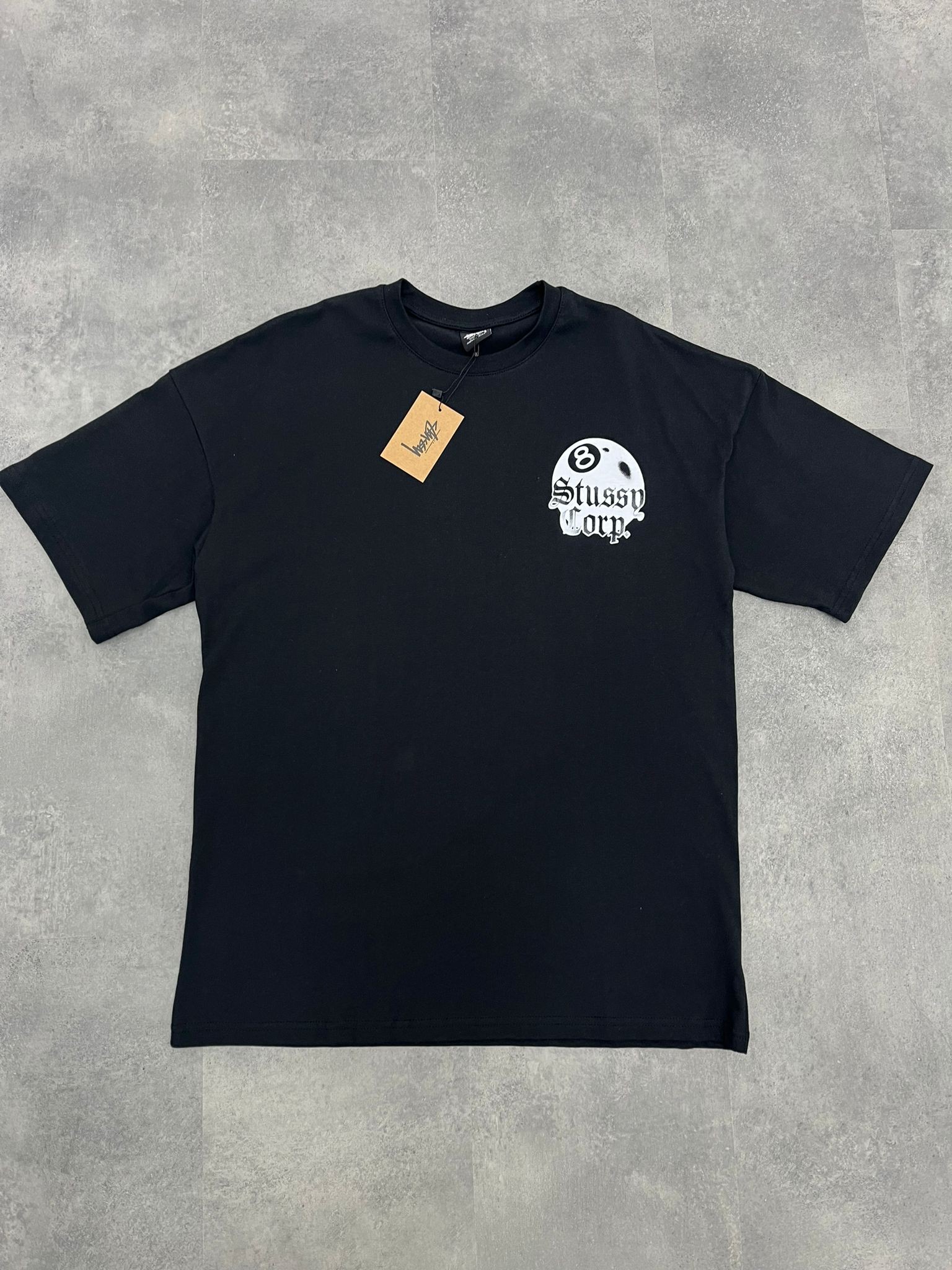 Yeni Sezon Stussy Corp 8 Black Relax Fit T-shirt