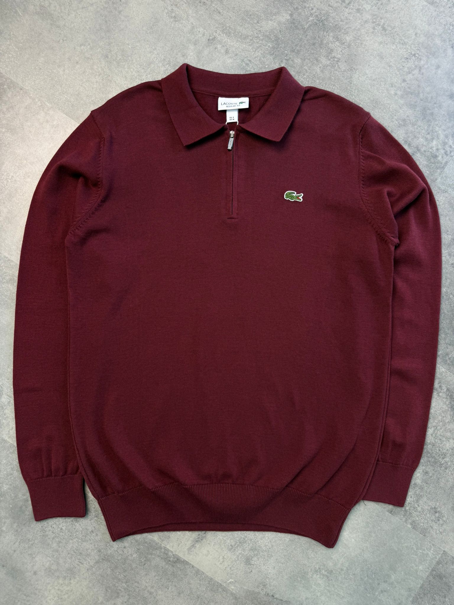 Yeni Sezon Classic Logo Yarım Fermualı Triko Sweatshirt - BORDO