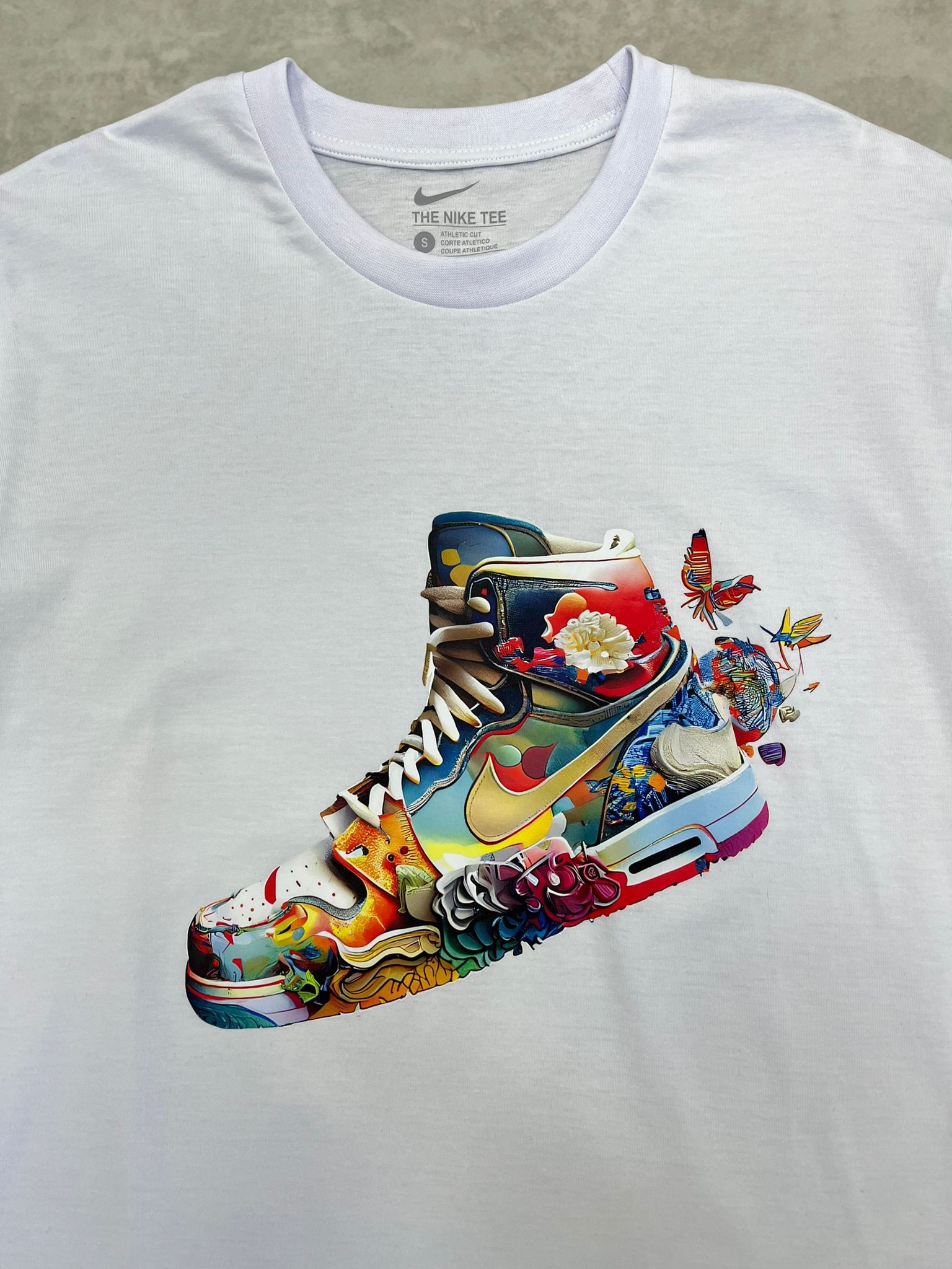 Air Jordan Shoes Flowers Edition Print White T-shirt