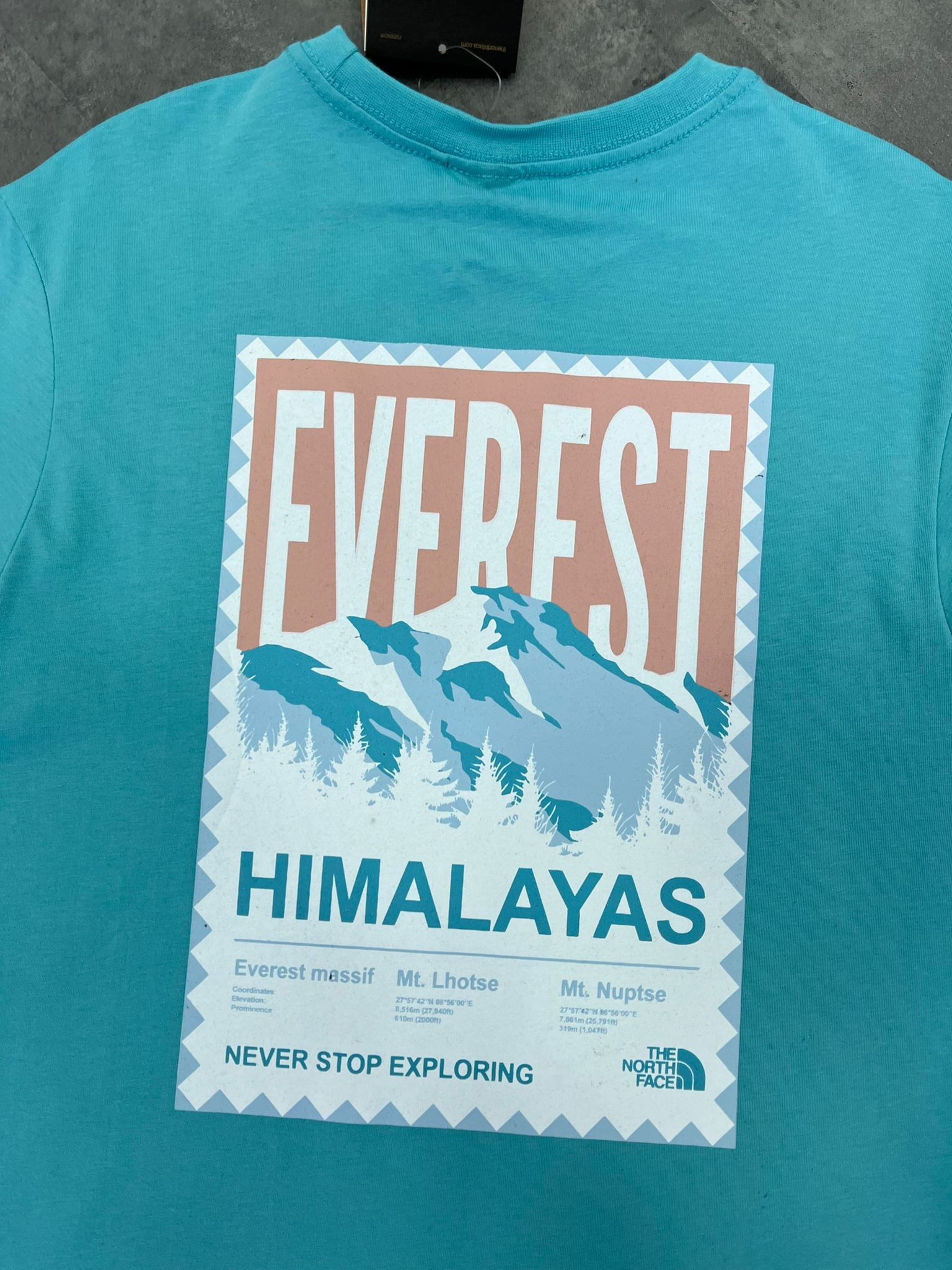 Yeni Sezon Back Print Hımalayas Everest Light Blue T-shirt