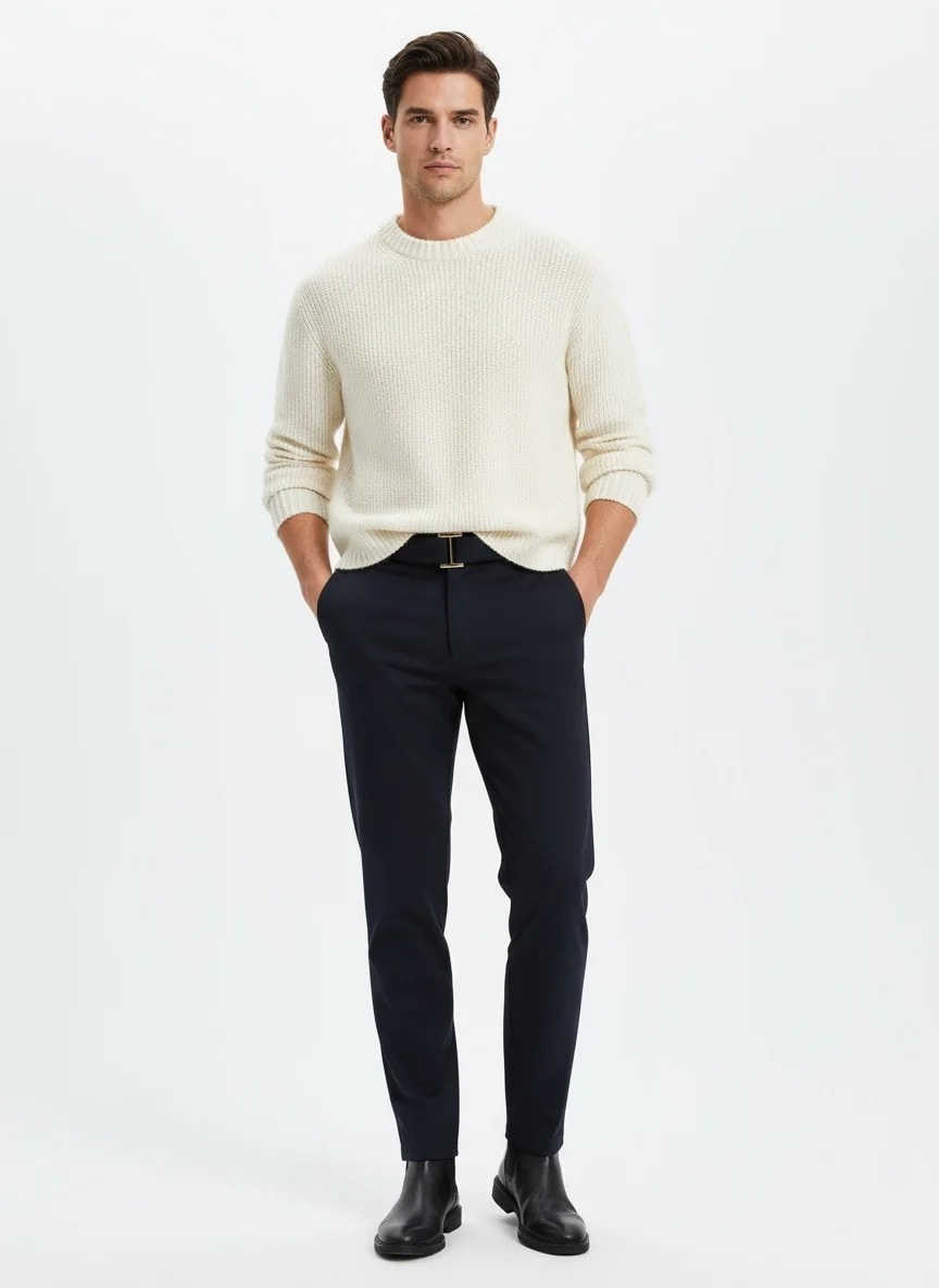 Yeni Sezon İtalyan Kumaş Kalın Kışlık Casual Pantalon - LACİVERT