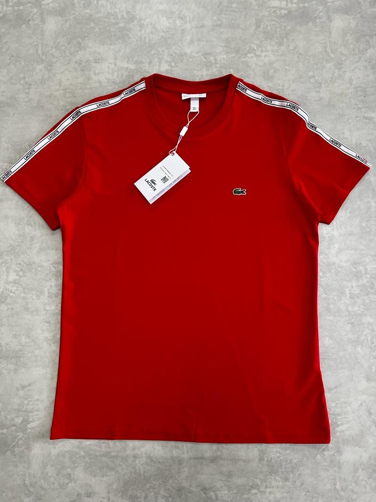 Kolları Şeritli Mini Logo Kırmızı T-shirt
