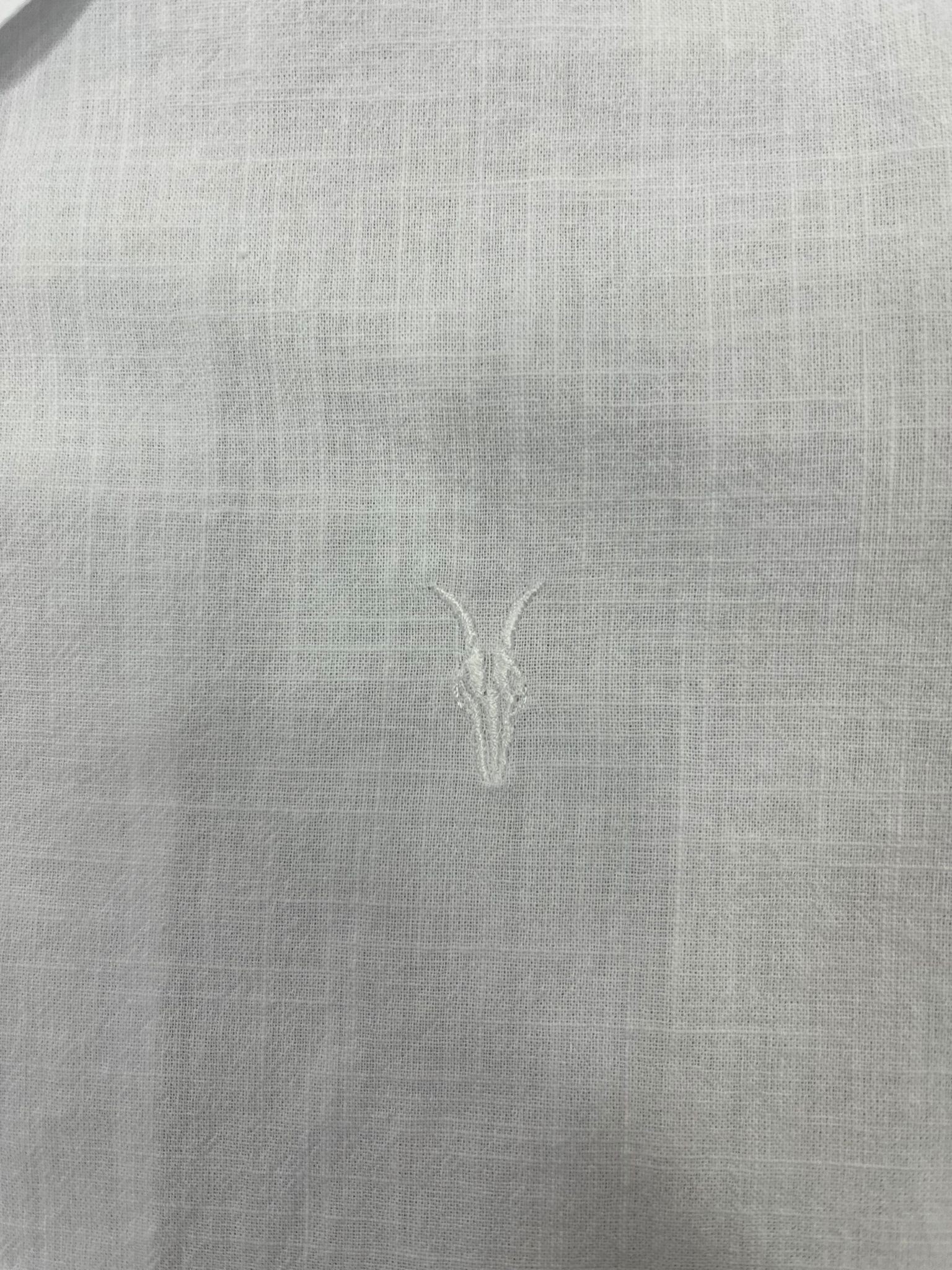 Yeni Sezon Basic Mini Logo Yarım Kollu Keten White Gömlek