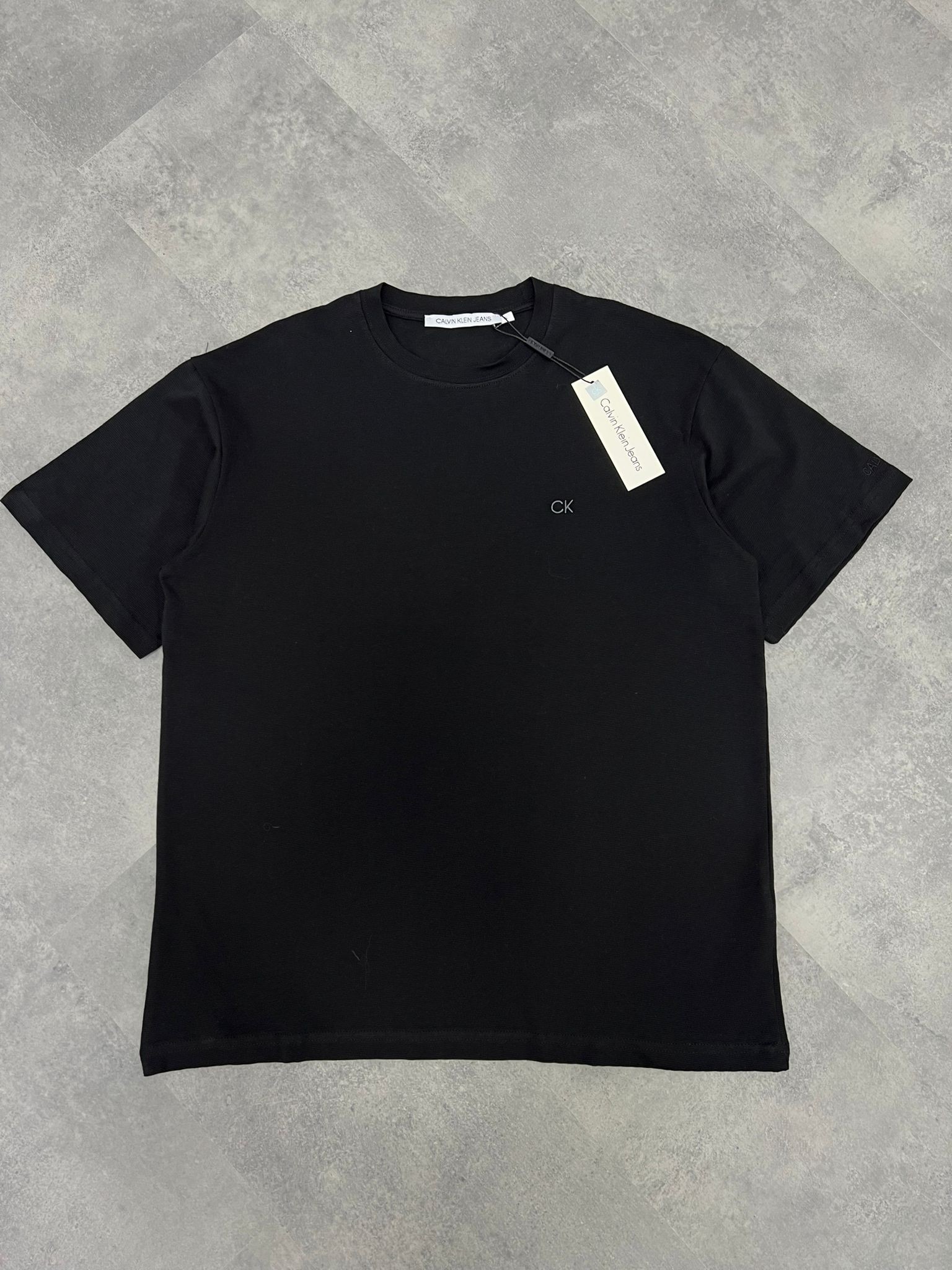 Yeni Sezon Basic Mini Logo Ottoman Kumaş Black T-shirt