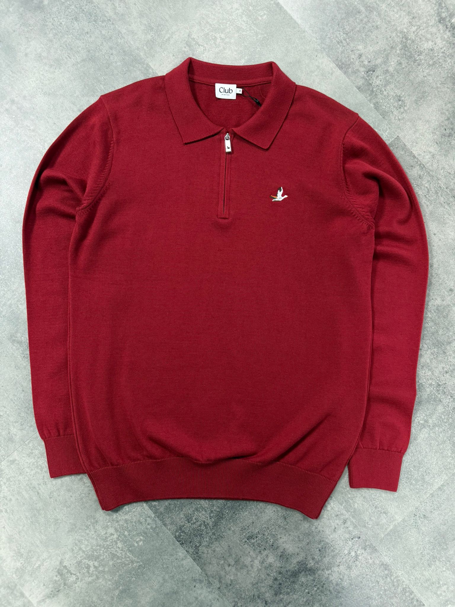 Yeni Sezon Premium Triko Yarım Fermuarlı Sweatshirt - KIRMIZI