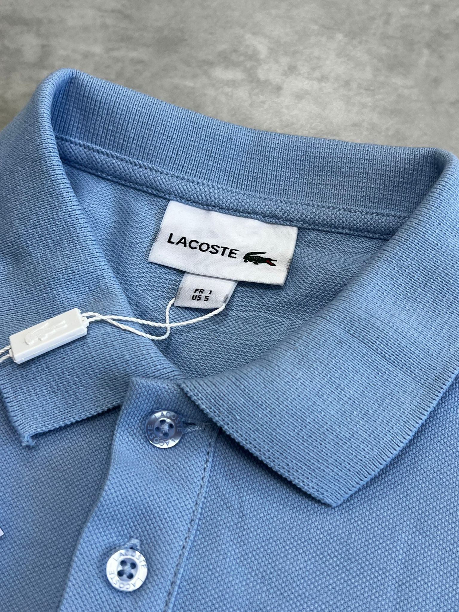 Classic Paris Logo Polo Yaka Light Blue T-shirt