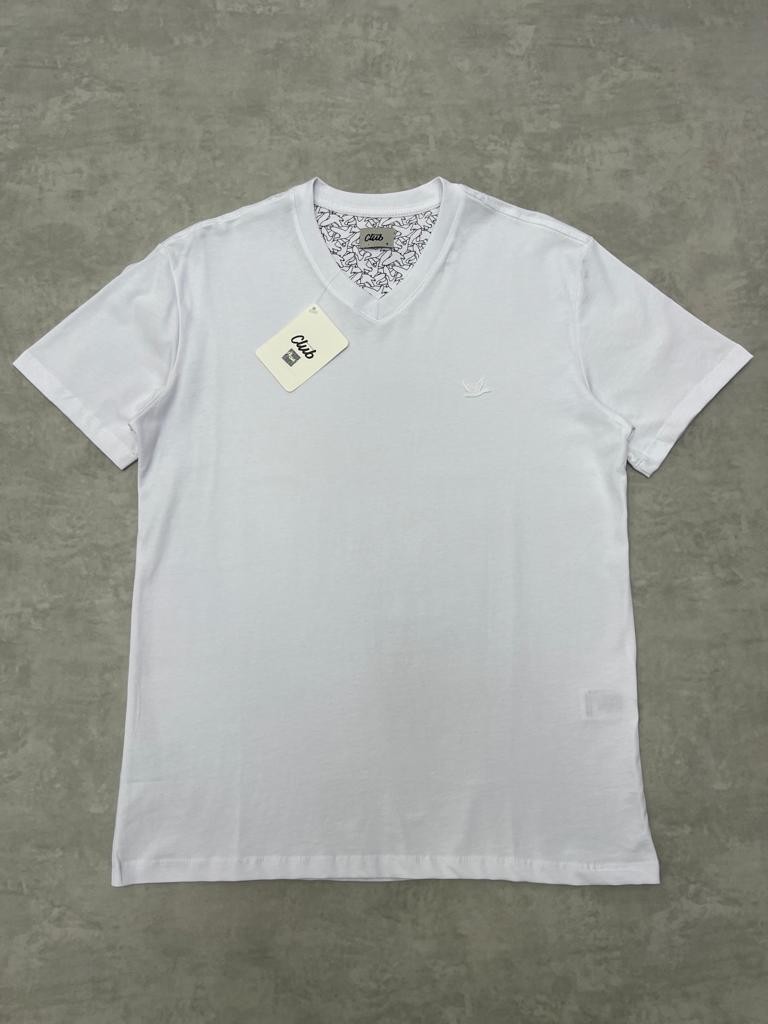 V Yaka Classic Mini Logo White Basic T-shirt