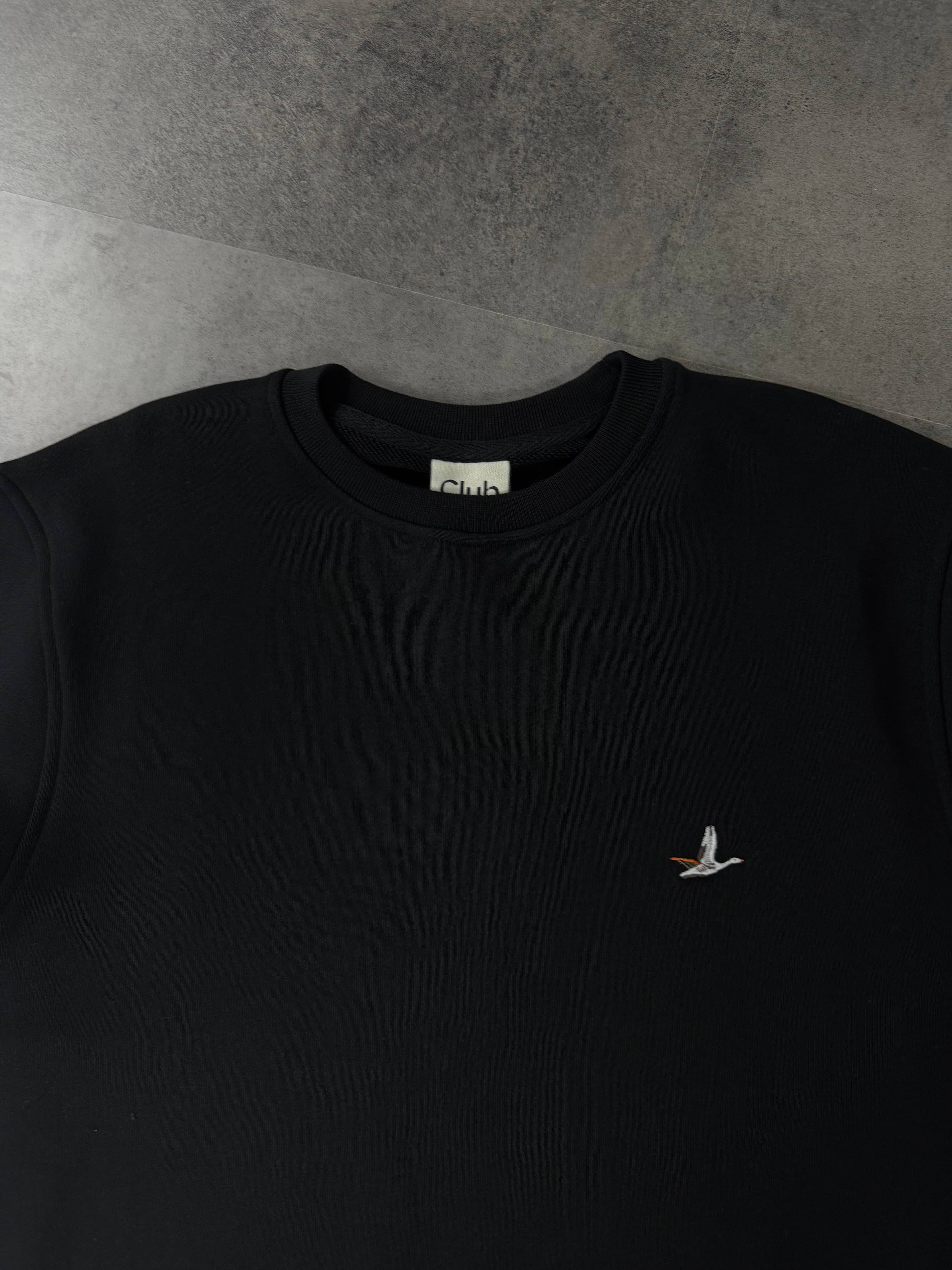 Yeni Sezon Premium Basic Mini Logo Üç İplik Şardonsuz Sweatshirt