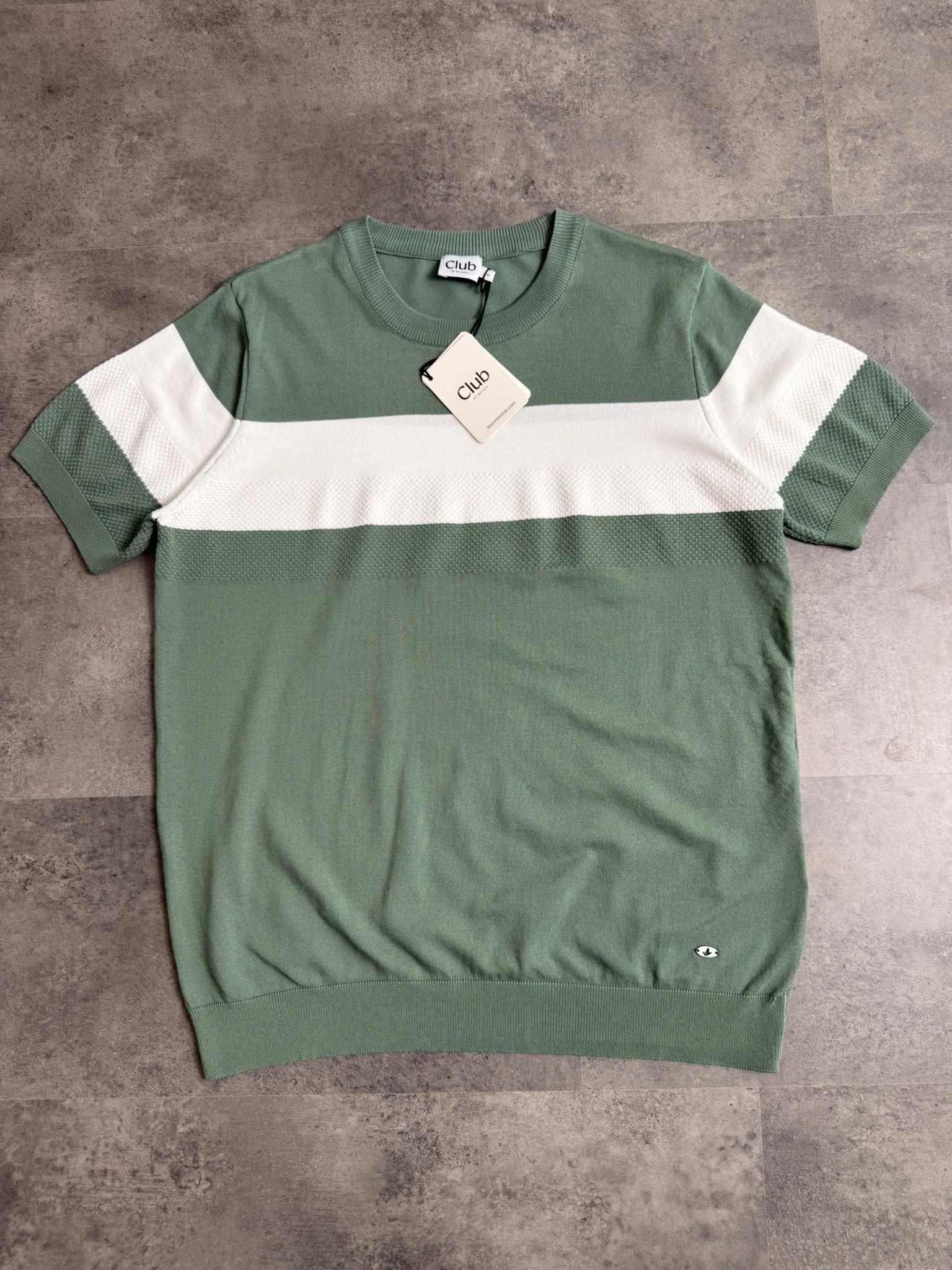 Yeni Sezon Şeritli Çift Renk Triko T-shirt - HAKİ