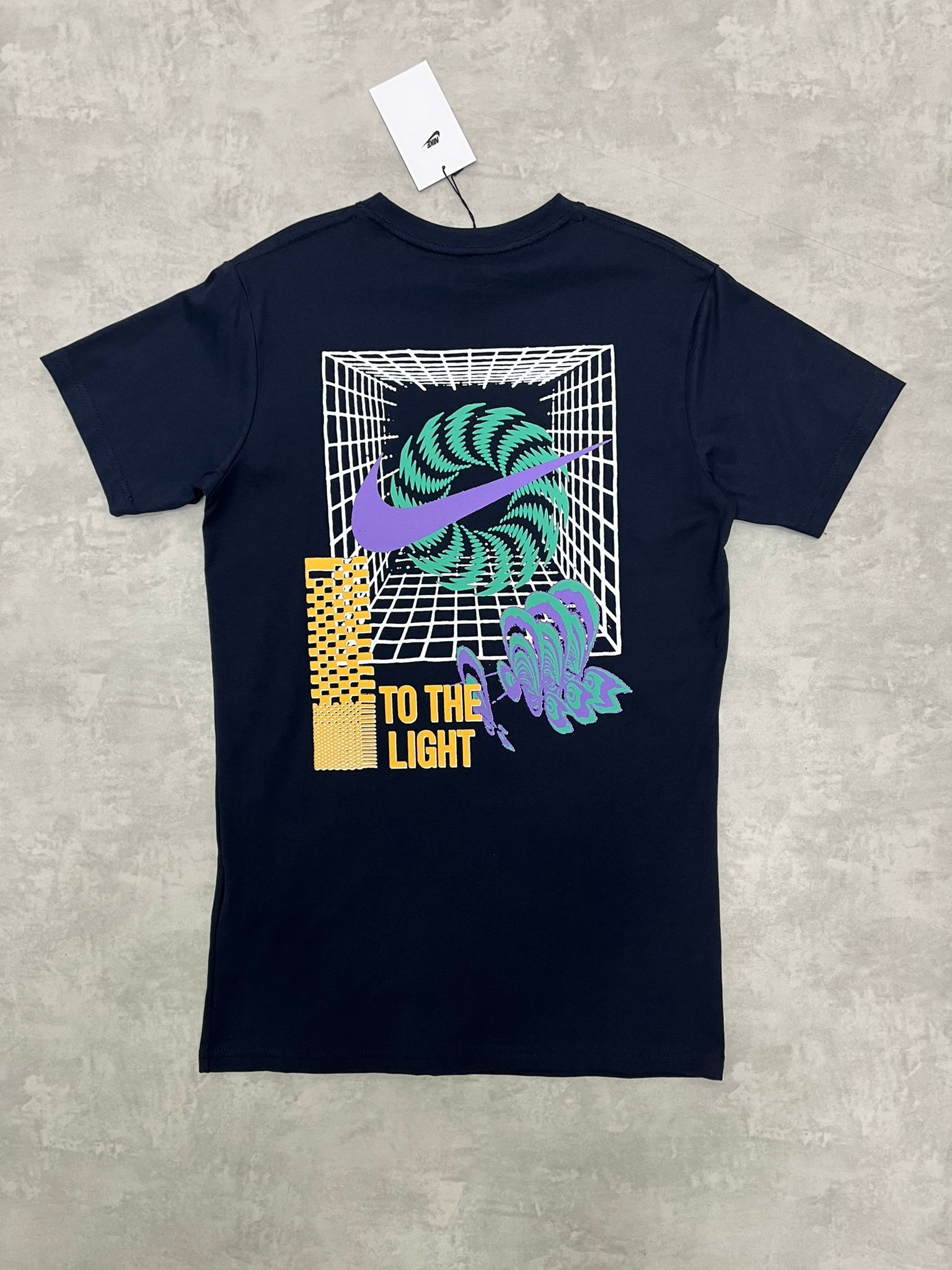 To The Lıght Back Print Navy Blue  T-shirt
