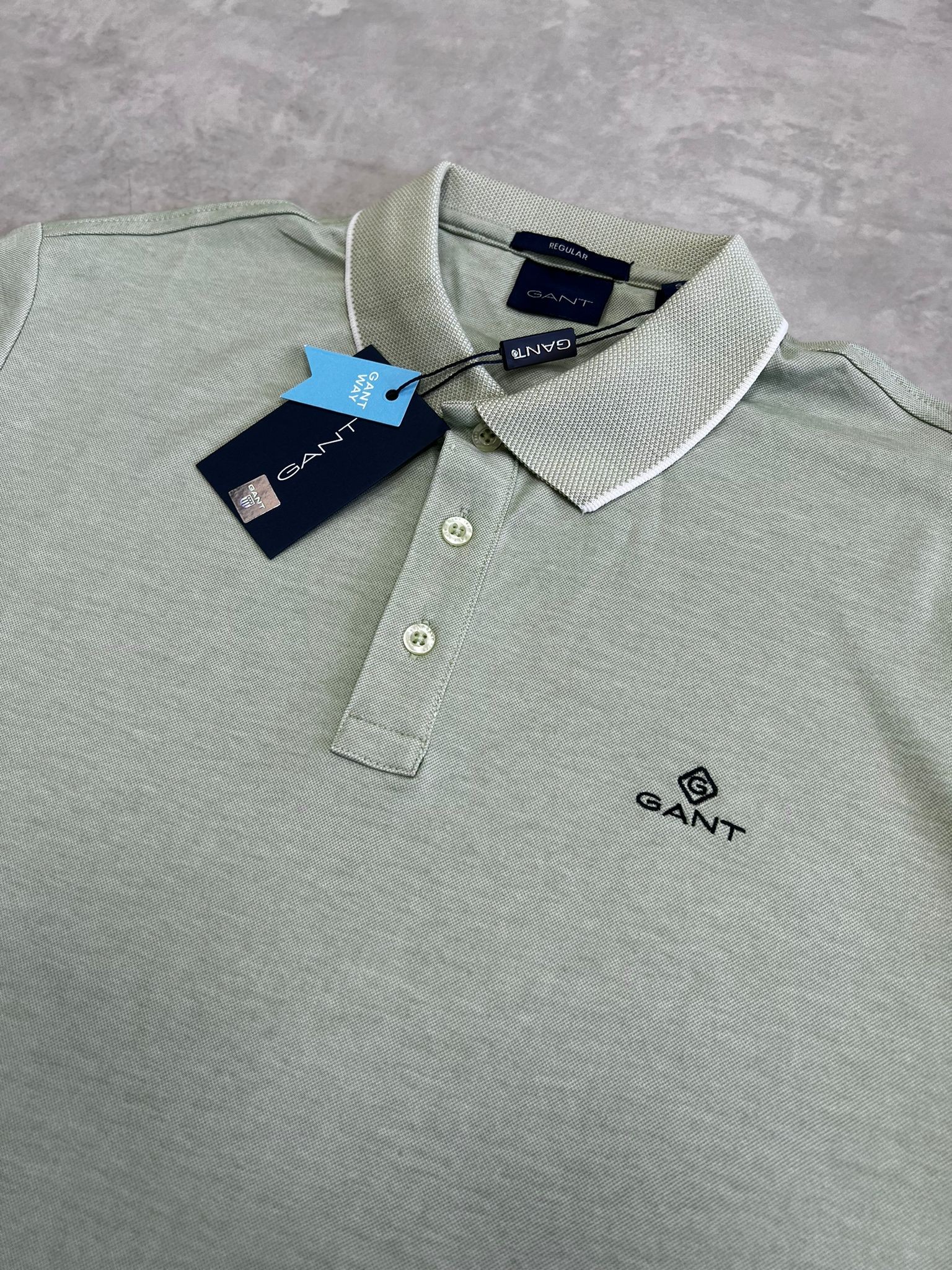 Merserize Kumaş Water Green Basic Polo Yaka T-shirt