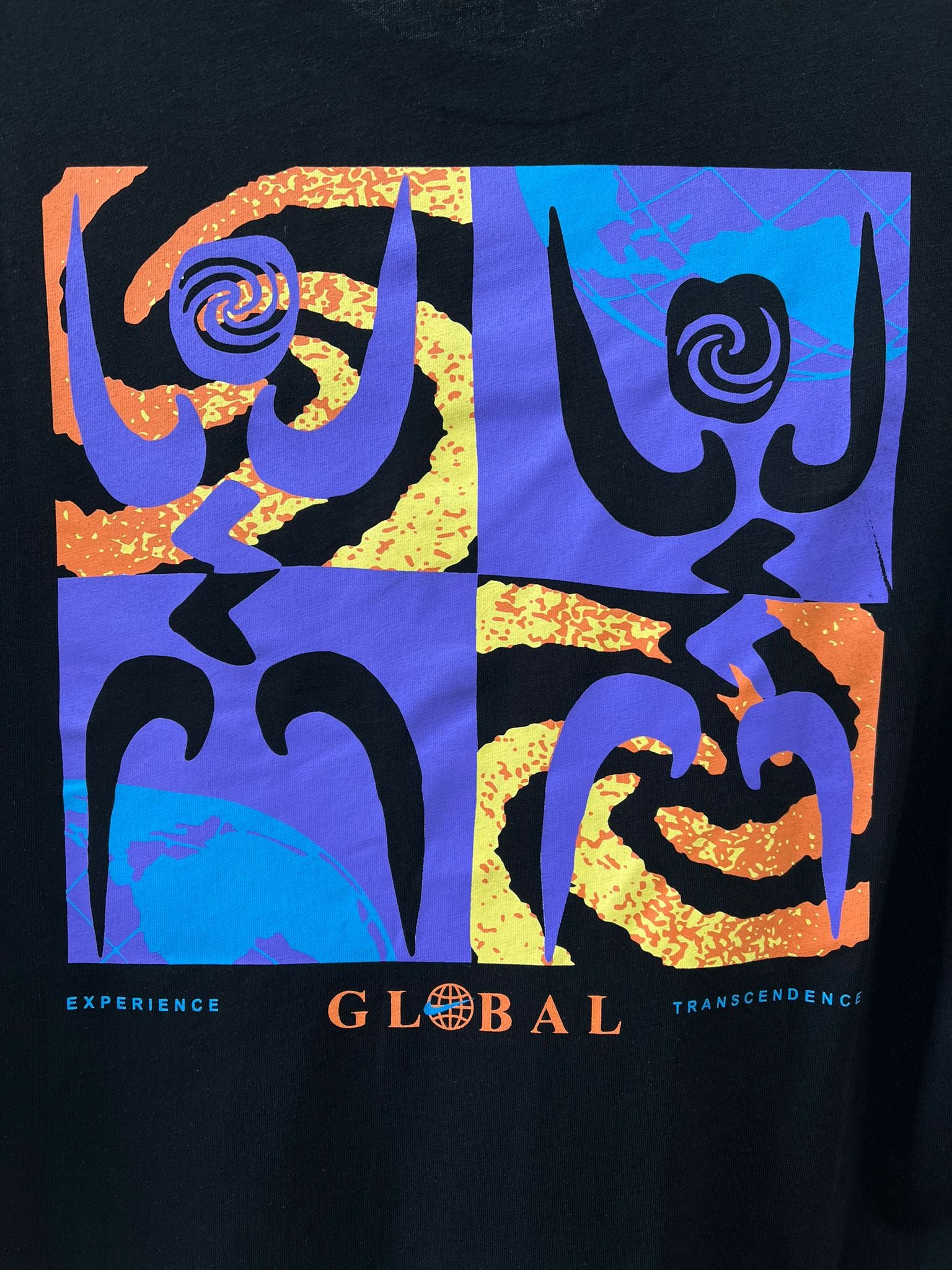 Back To Print Four Color Global Black T-shirt