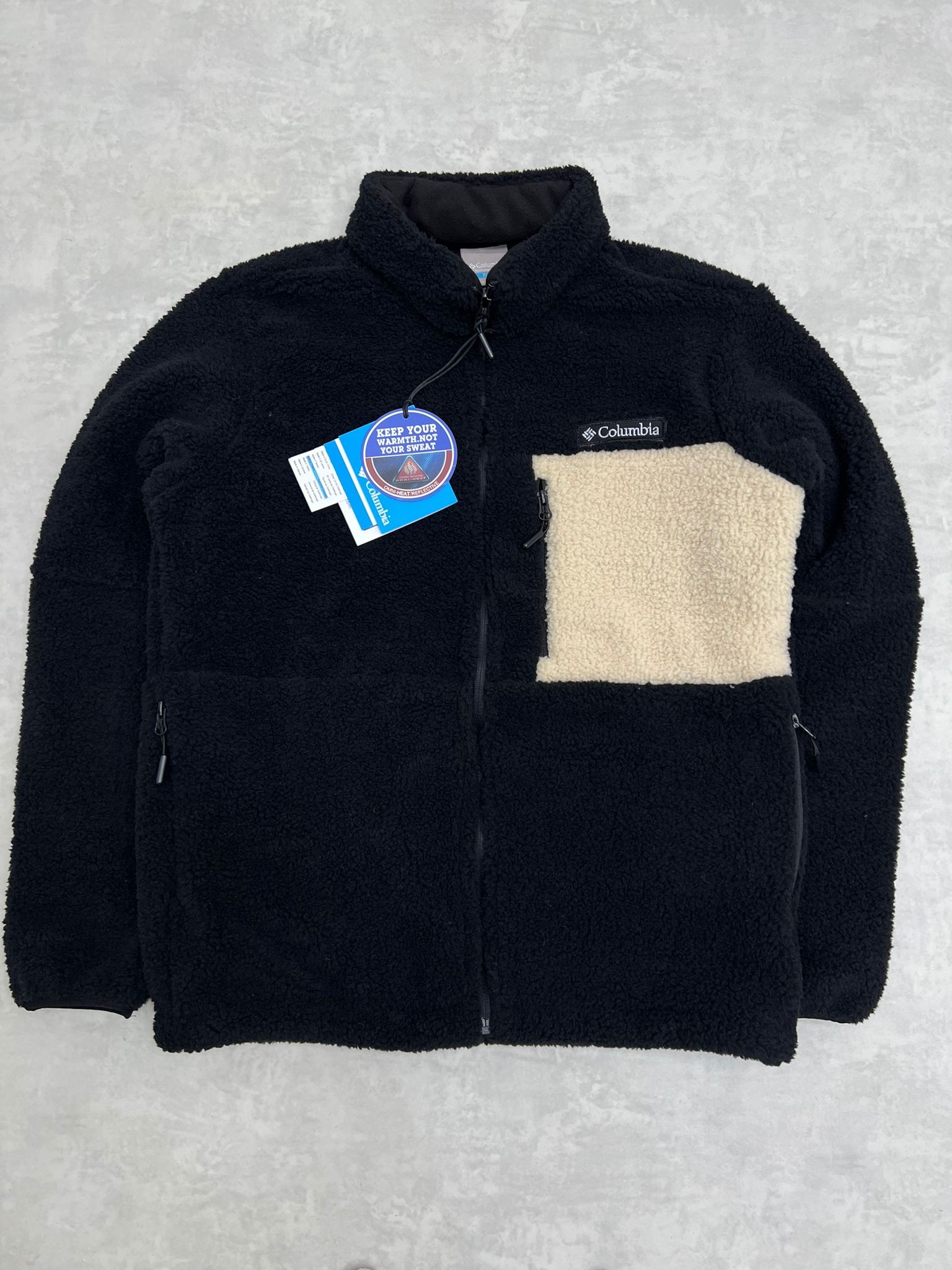 Yeni Sezon İçi Polarlı Peluş Cream Black Ceket 