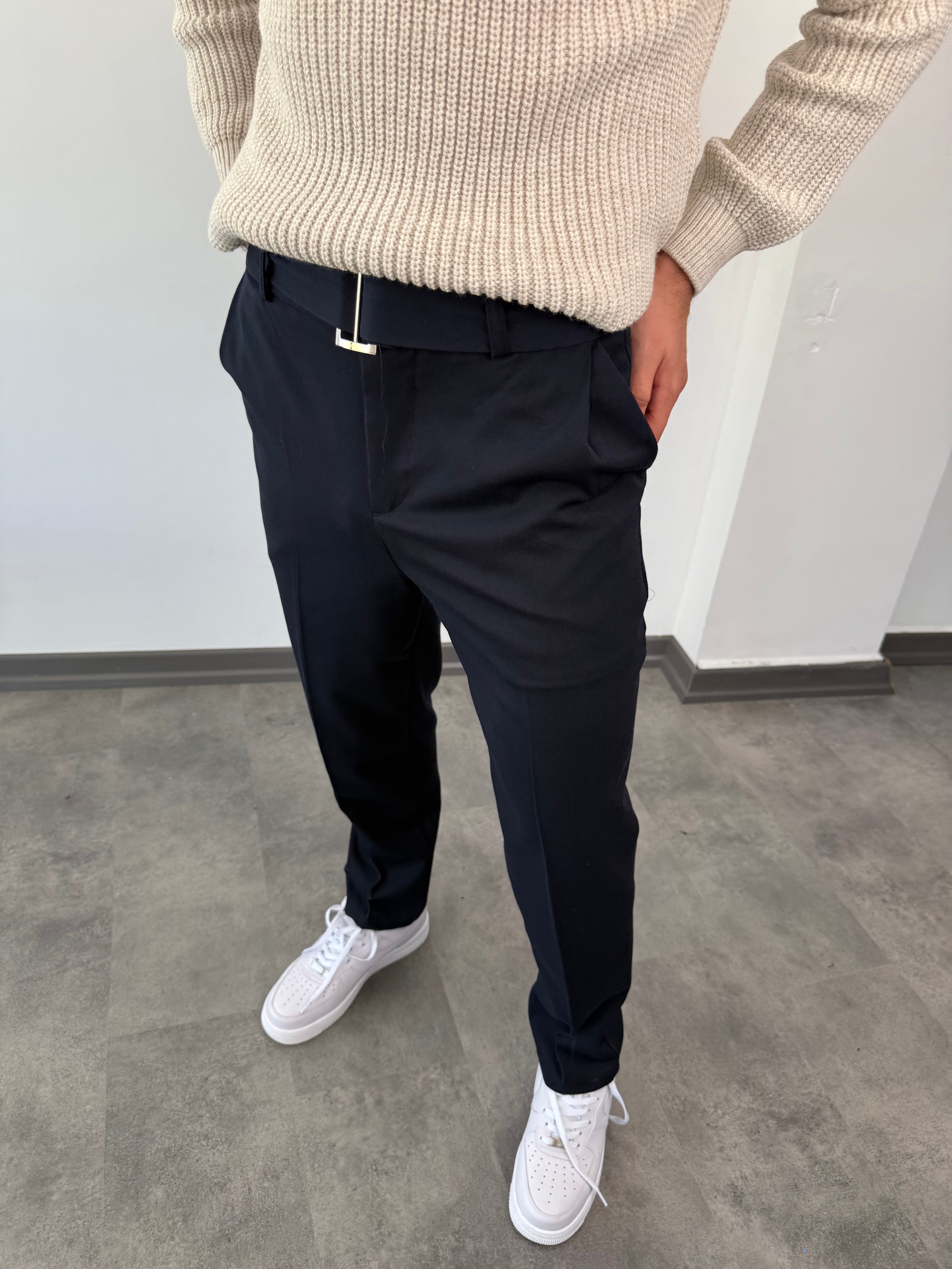 Yeni Sezon İtalyan Kumaş Kalın Kışlık Casual Pantalon - LACİVERT