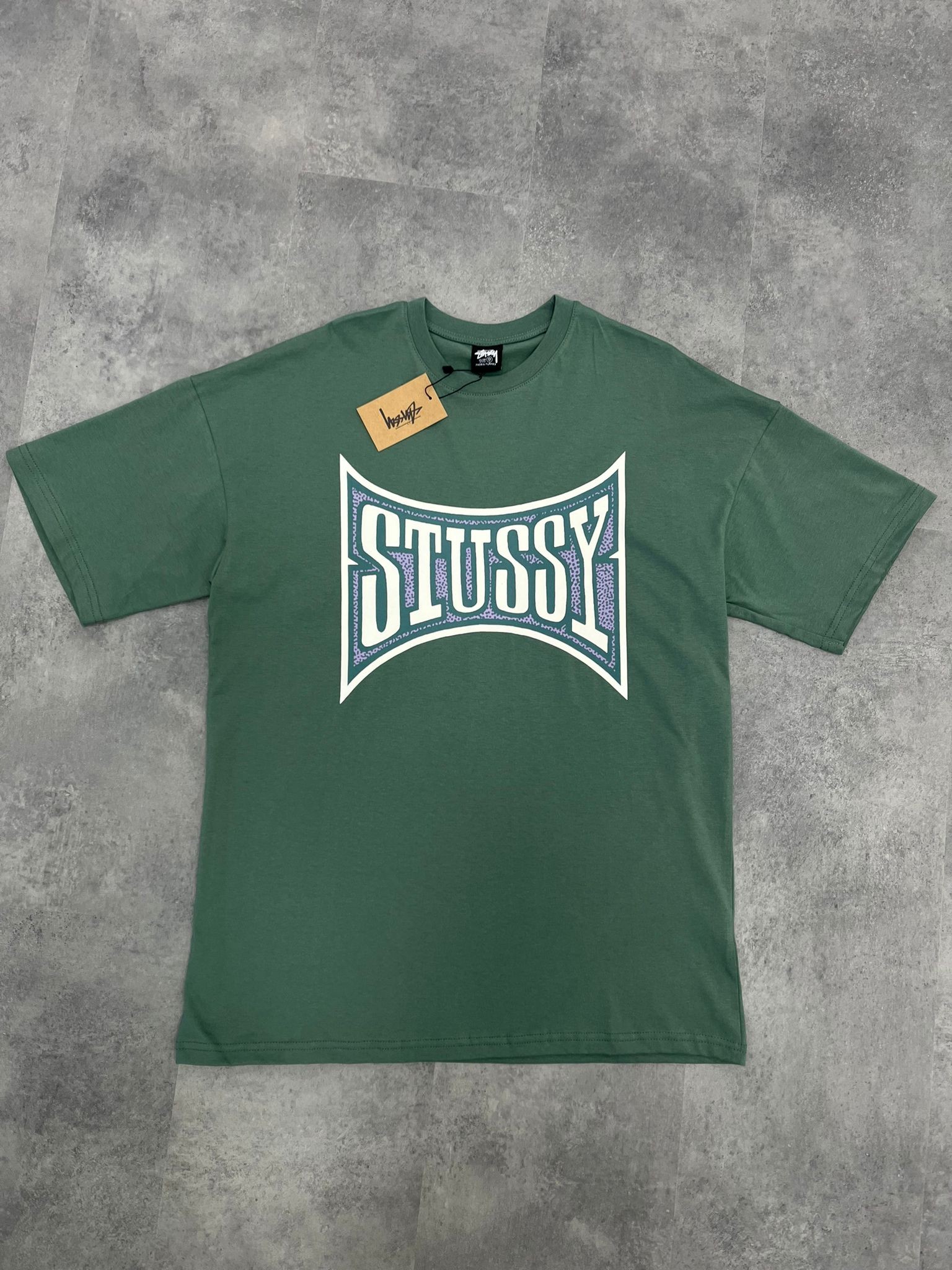 Yeni Sezon Stussy Back To Print Mid Icon Green Relax Fit T-shirt