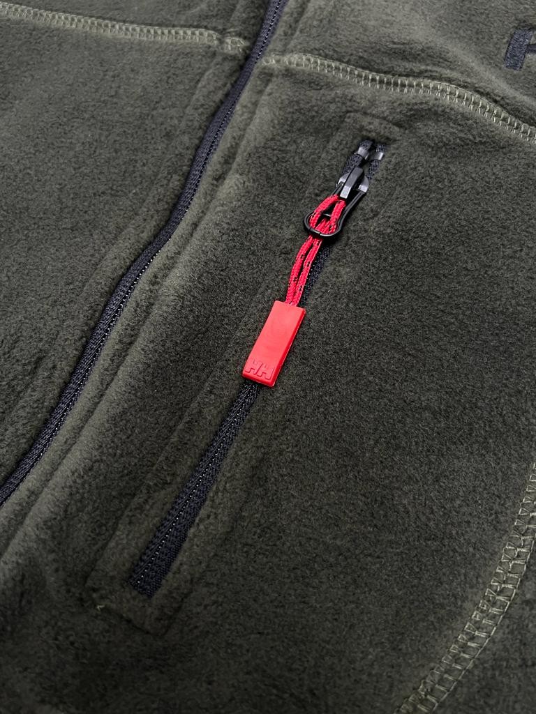 Full Zip Classic Kol Detaylı Haki  Polar
