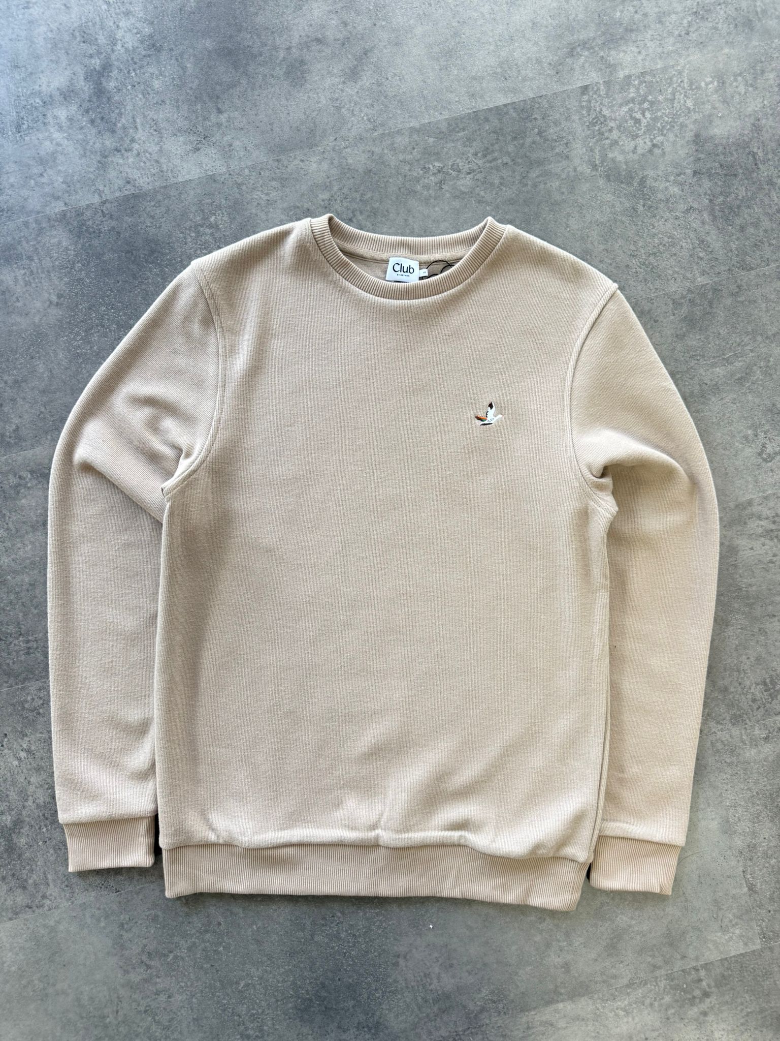 Yeni Sezon Premium Basic Mini Logo Selanik Sweatshirt - KREM