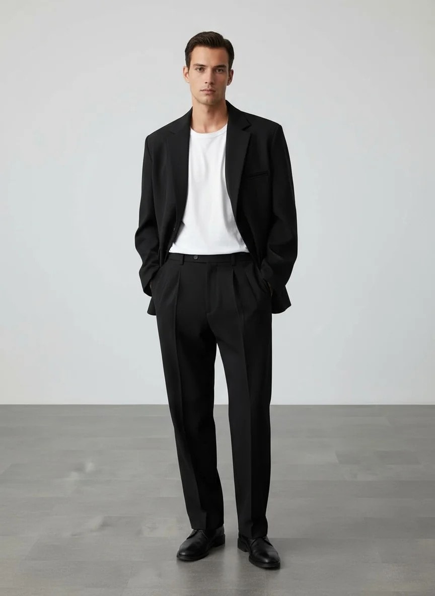 Yeni Sezon Kumaş Özel İtalyan Casual Takım - SİYAH