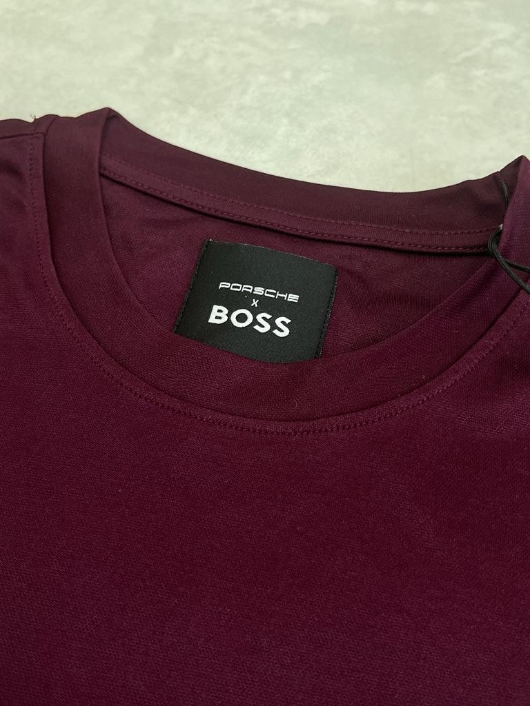 Porche x Bss Logo Clima Cool (Nefes Alan) Bordo T-shirt