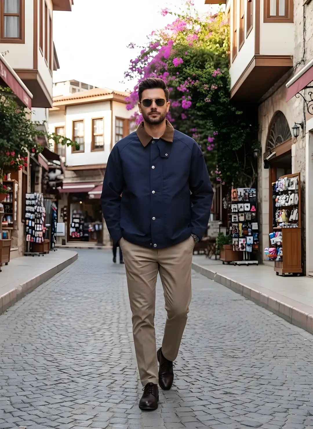 Yeni Sezon Kadife Yaka Detaylı Casual Ceket - LACİVERT