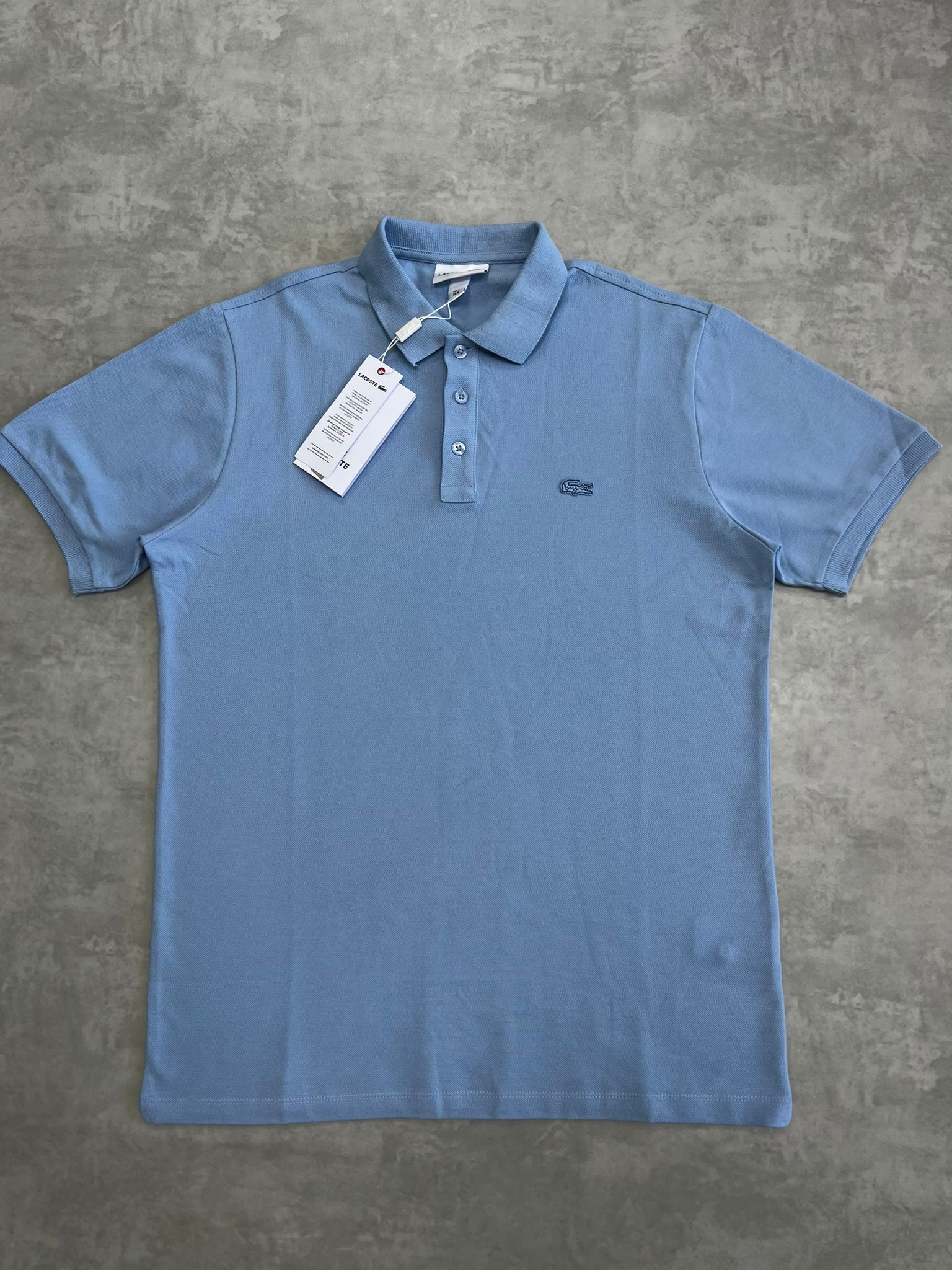 Classic Paris Logo Polo Yaka Light Blue T-shirt