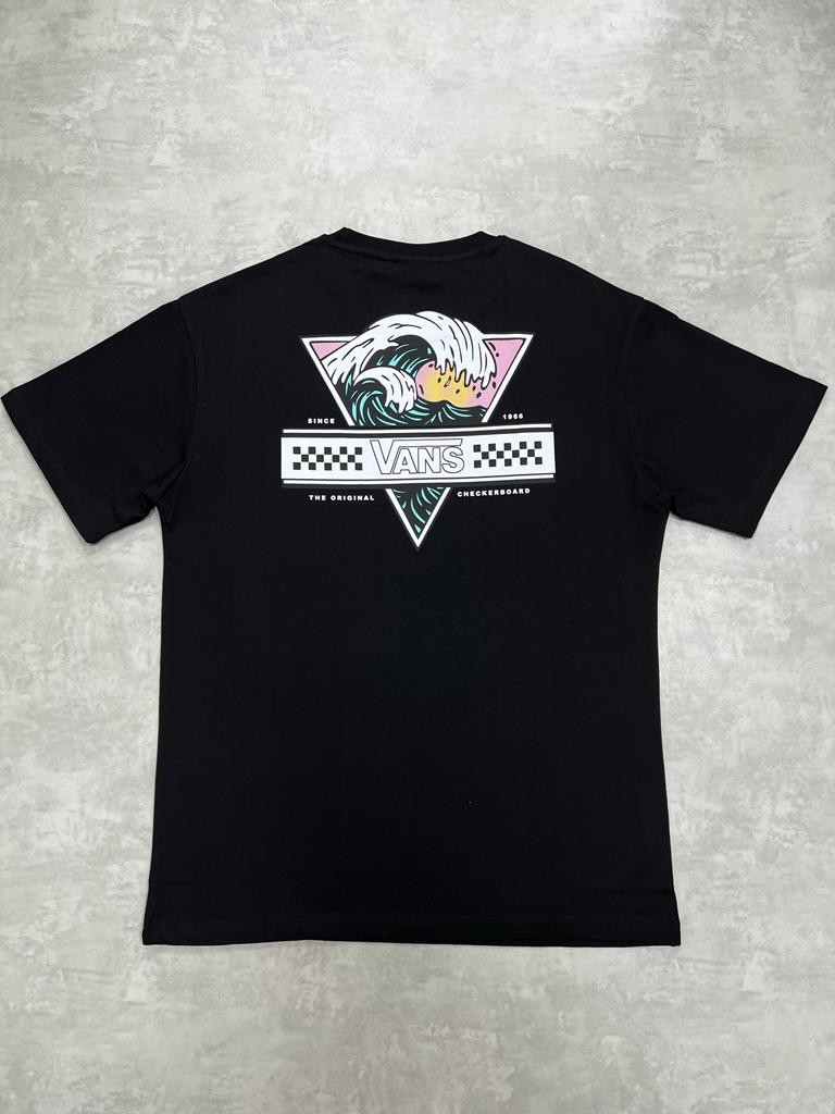 Back To Print Wave Beach Black T-shirt