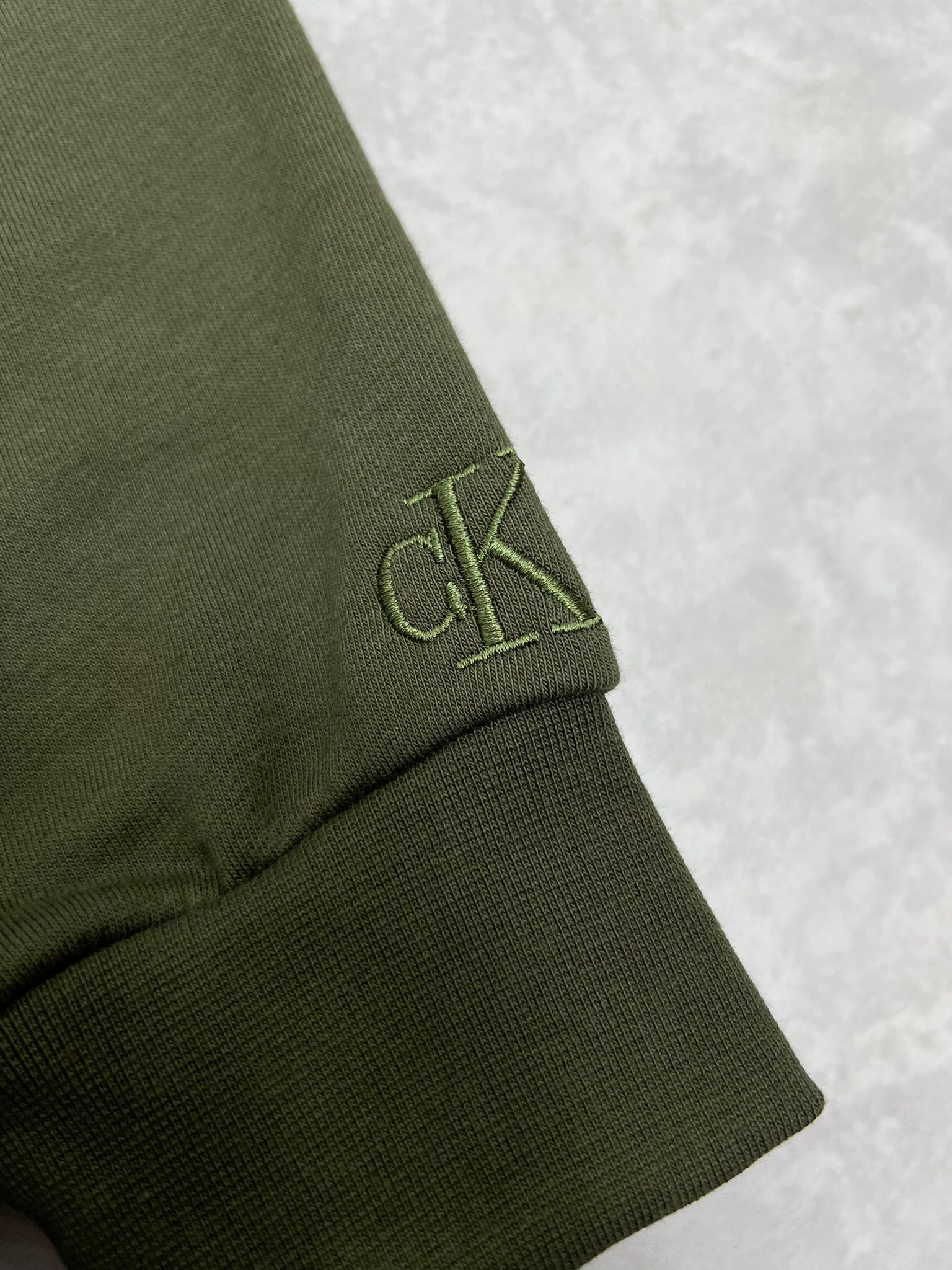 Mid Full Nakış  Şardonsuz Haki Sweatshirt