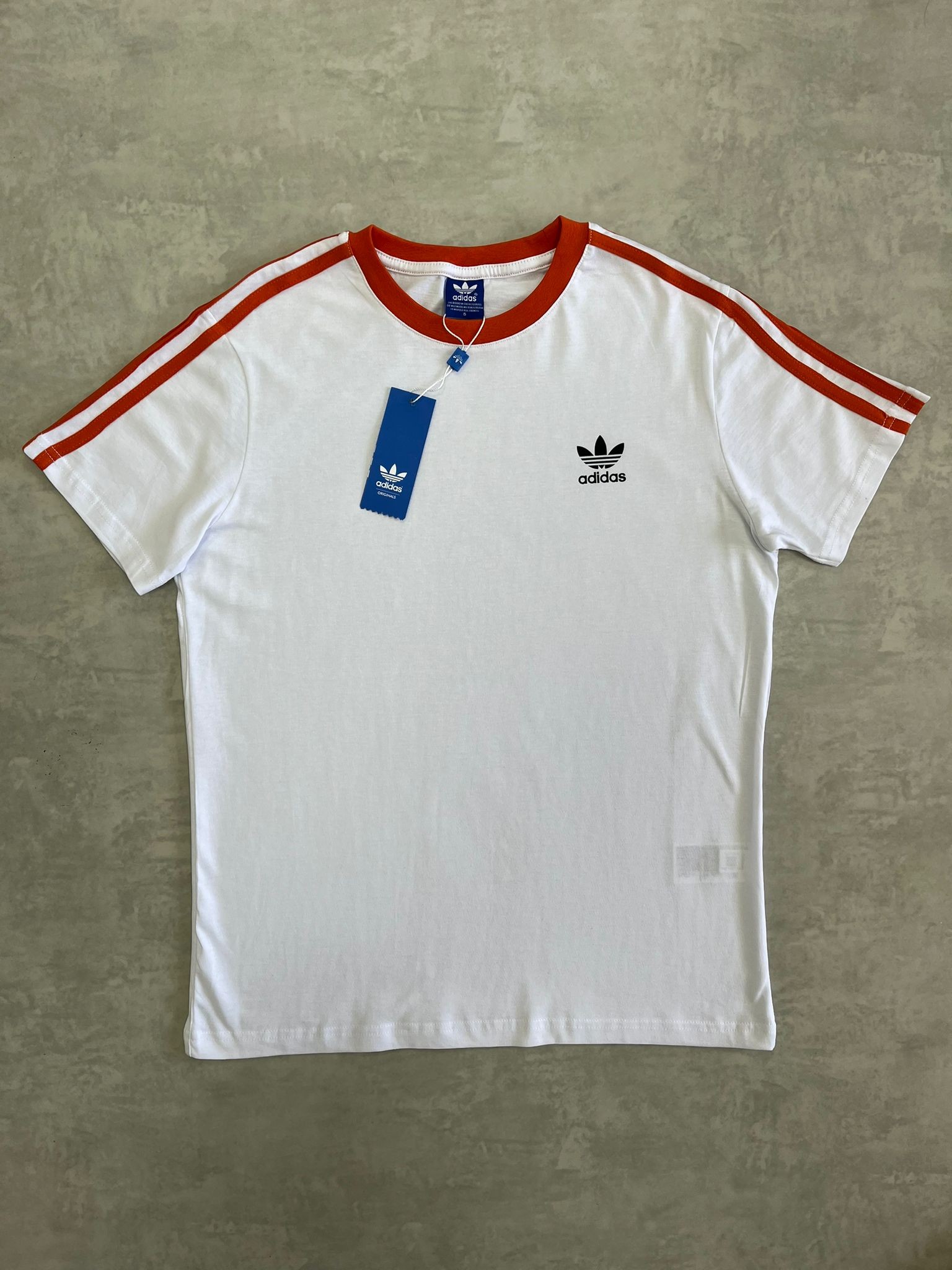 3-Stripes Tee White/Orange Regular Fit T-Shirt