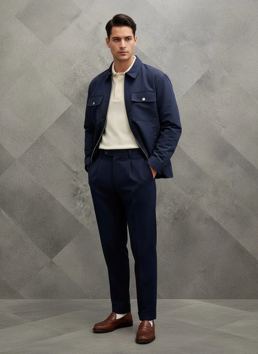 Yeni Sezon Kadife İtalyan Özel Seri Cepli Astarlı Casual Ceket - LACİVERT