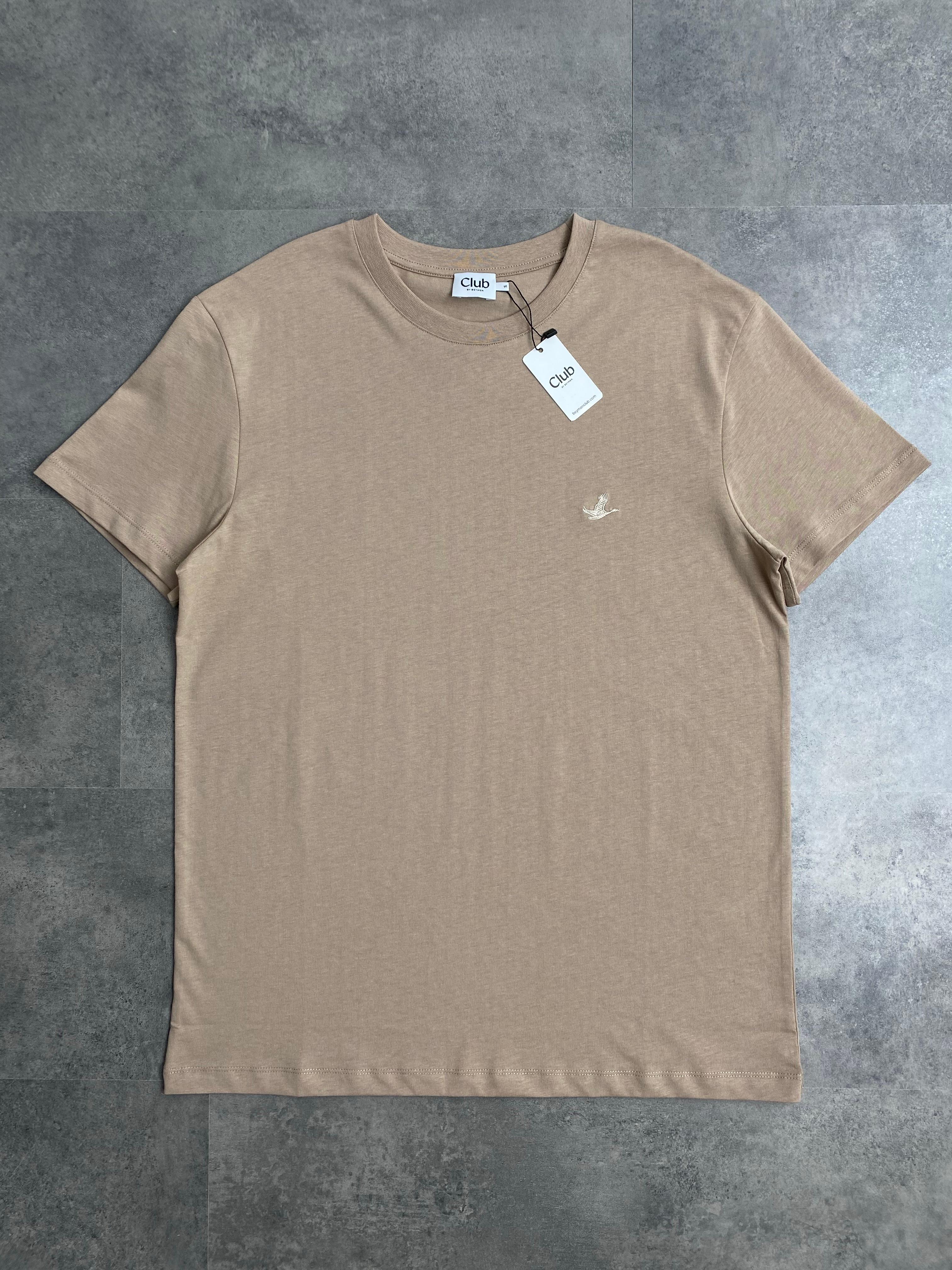 Yeni Sezon Pamuk  Tone to Tone Logo T-shirt - BEJ
