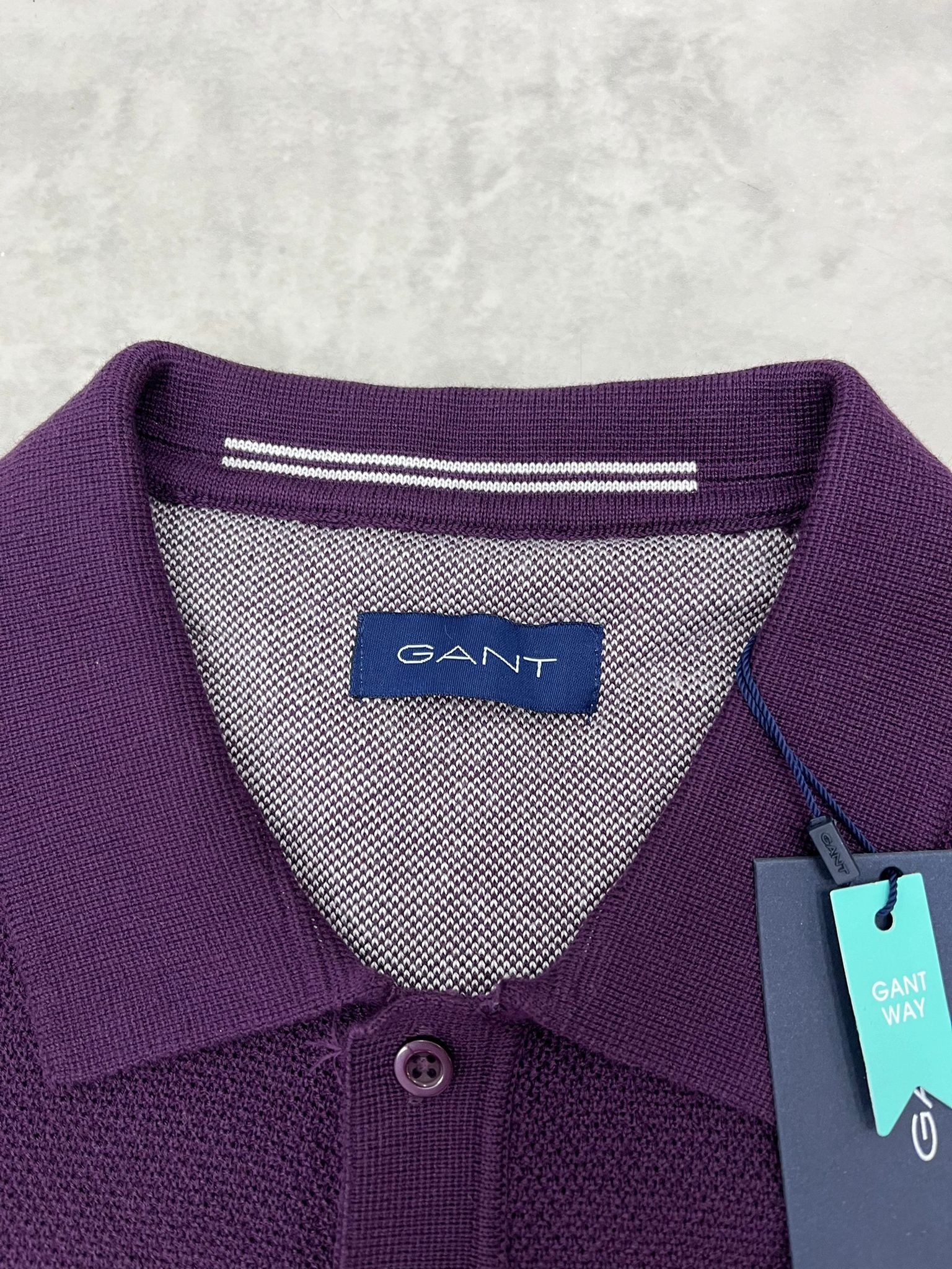 Yeni Classic Basic Logo Örgü Triko Kumaş Polo Yaka Mürdüm Sweatshirt 