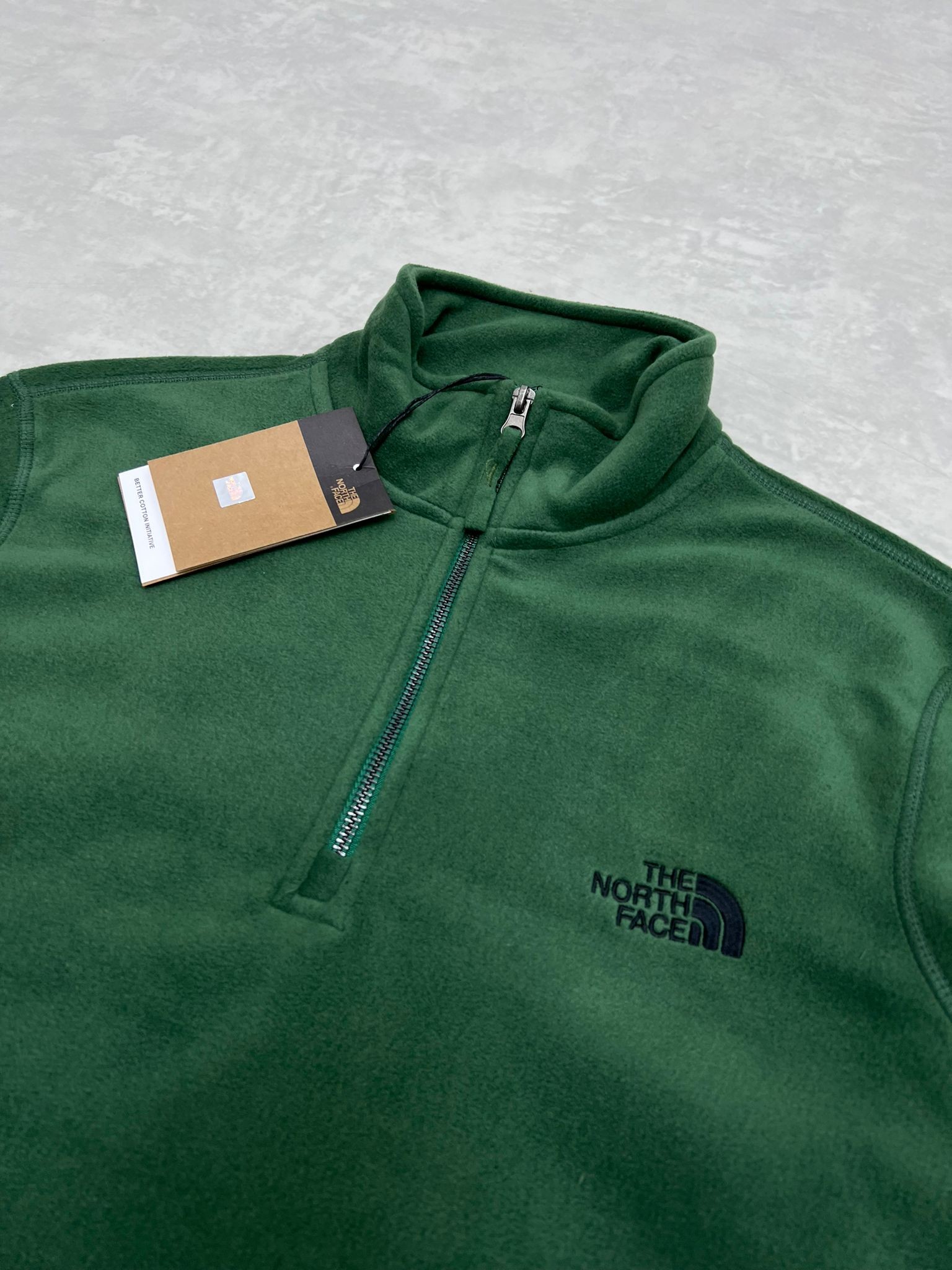 Yarım Fermuarlı Mini Logo Yeşil Polar