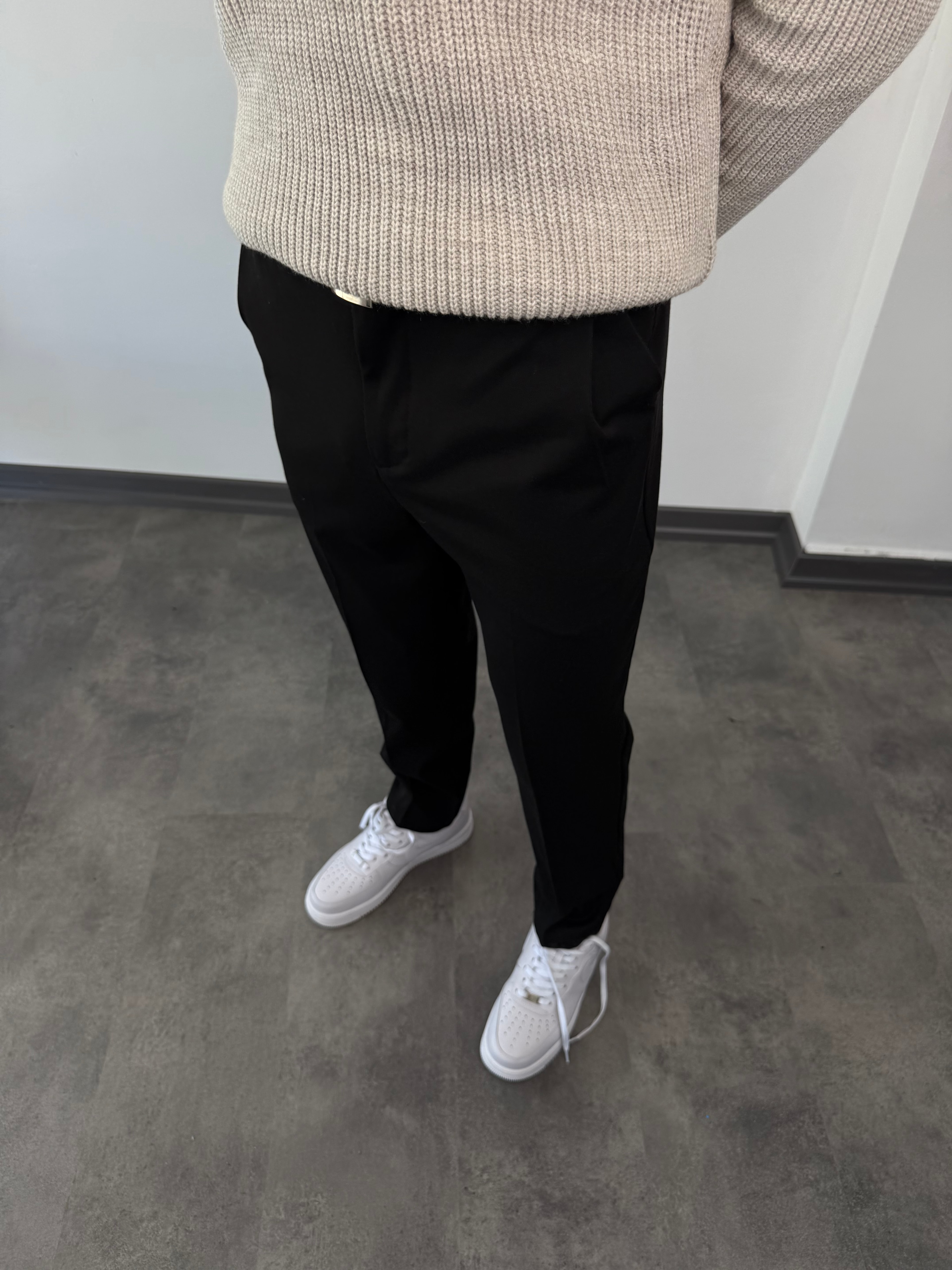 Yeni Sezon İtalyan Kumaş Kalın Kışlık Casual Pantalon - SİYAH