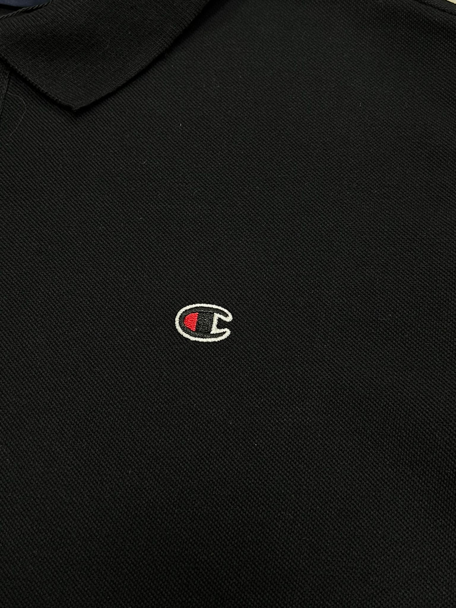 Patch Mini Logo Polo Yaka Black T-shirt