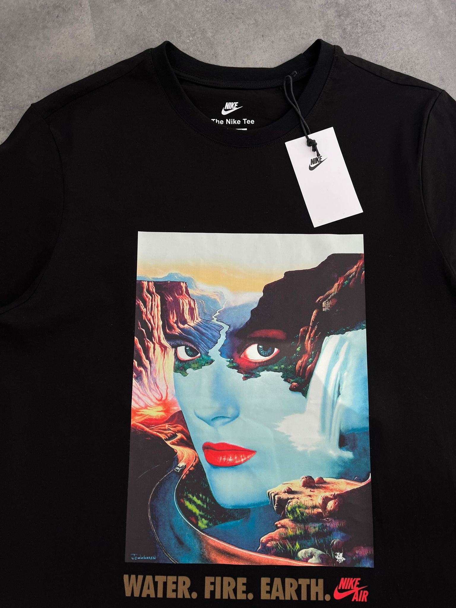 Yeni Sezon Back To Print Water Fıre Earth Black  T-shirt