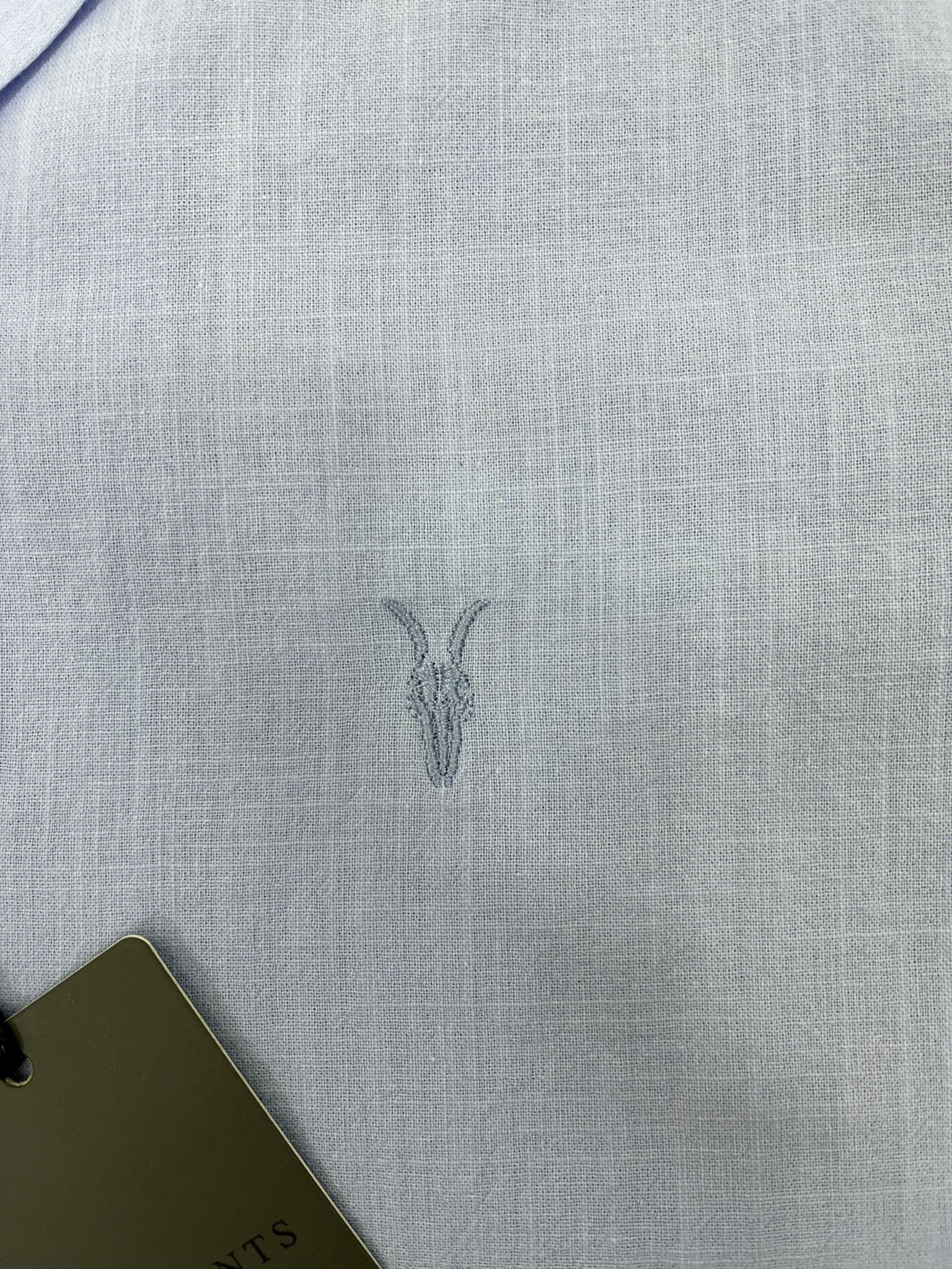 Yeni Sezon Basic Mini Logo Yarım Kollu Keten Blue  Gömlek