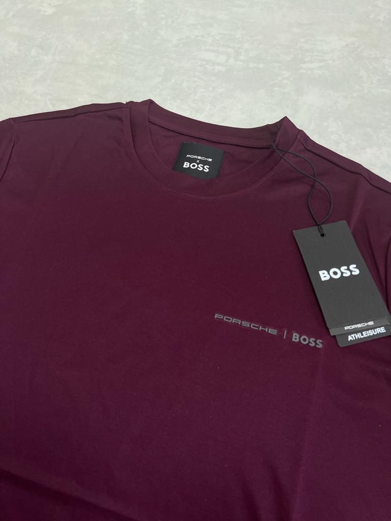 Porche x Bss Logo Clima Cool (Nefes Alan) Bordo T-shirt