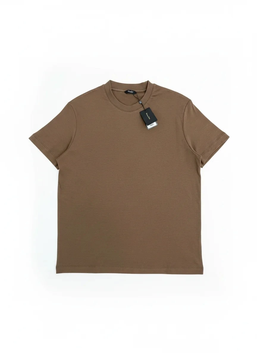 Yeni Sezon Organik Pamuk Kalın Kumaş Relax Fit T-shirt - KAHVERENGİ